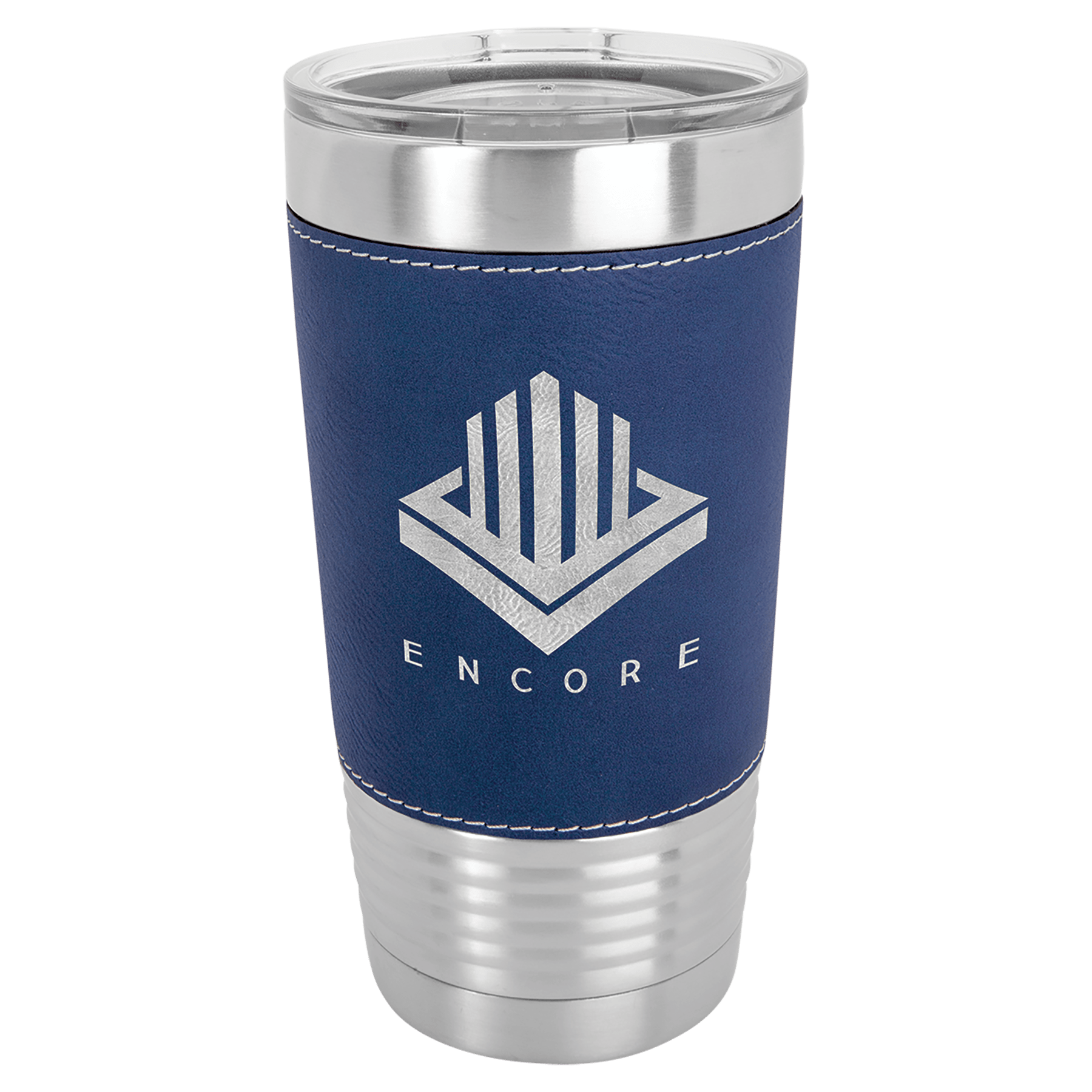 Polar Camel 20 oz./Silver Laserable Leatherette Tumbler with Clear Lid