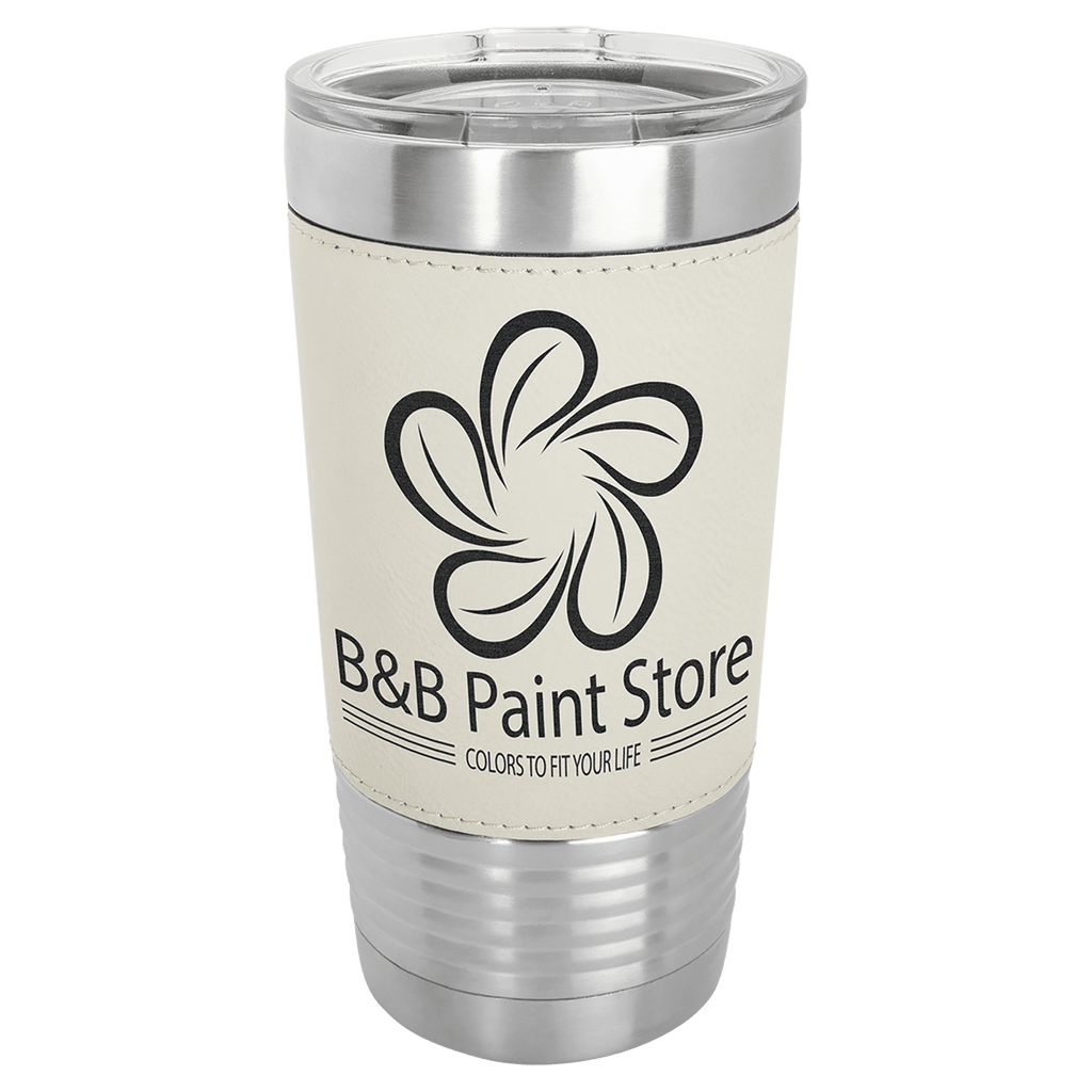 Polar Camel 20 oz./Black Laserable Leatherette Tumbler with Clear Lid