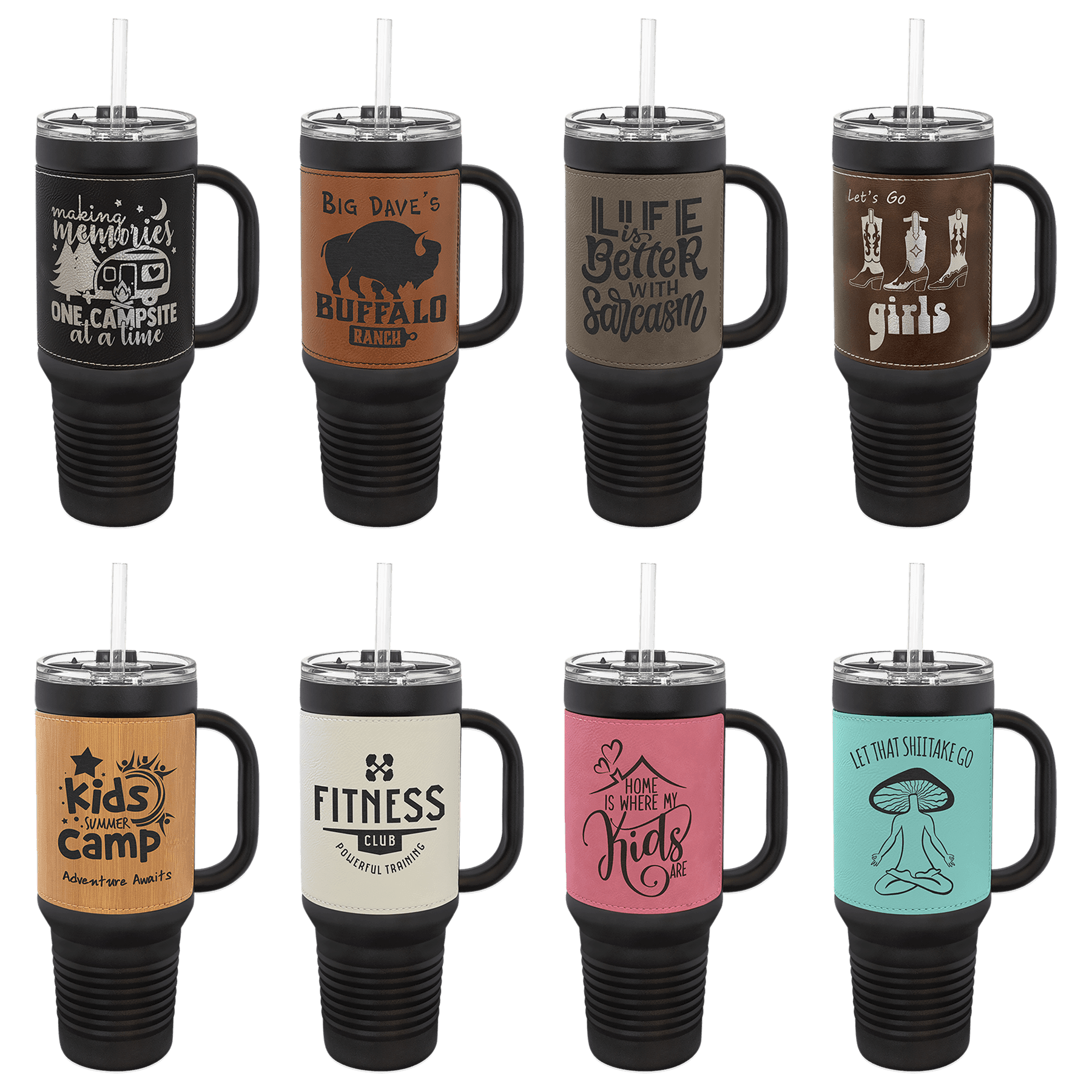Polar Camel 40 oz. with  Laserable Leatherette Travel Mug with a Straw Sample Set