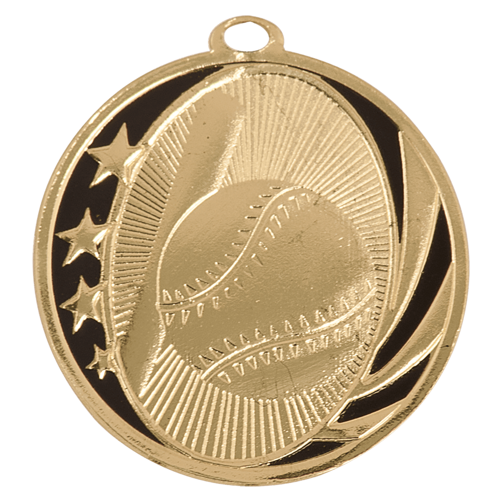 2" Bright Baseball/Softball Laserable MidNite Star Medal