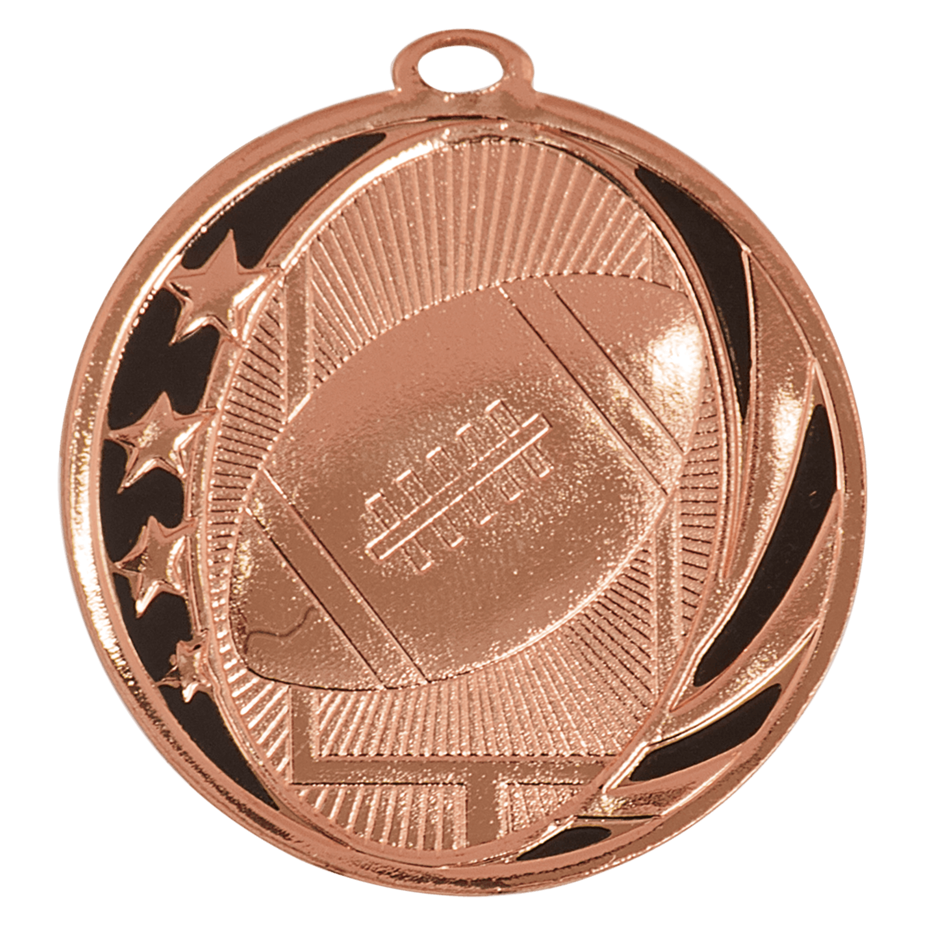 2" Bright Football Laserable MidNite Star Medal