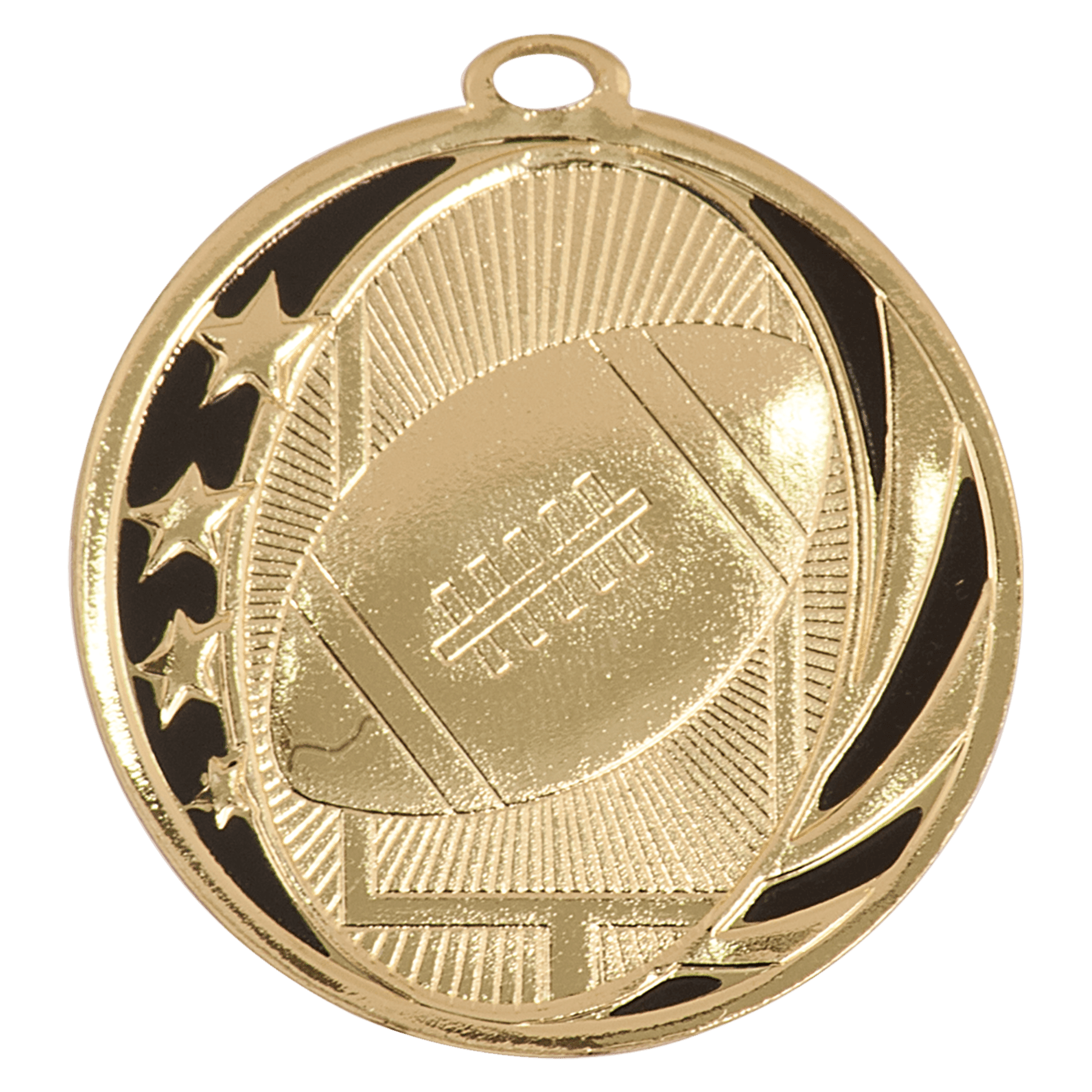 2" Bright Football Laserable MidNite Star Medal