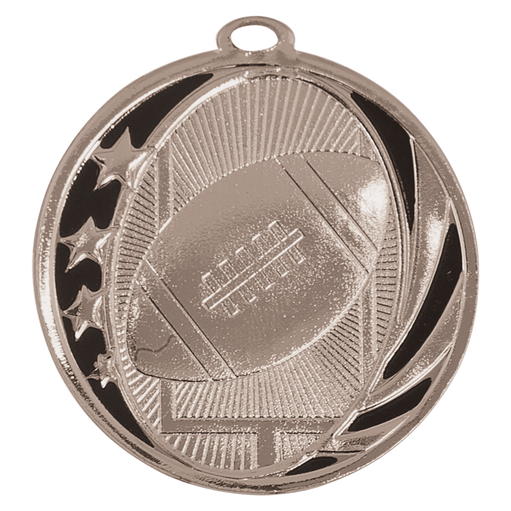 2" Bright Football Laserable MidNite Star Medal