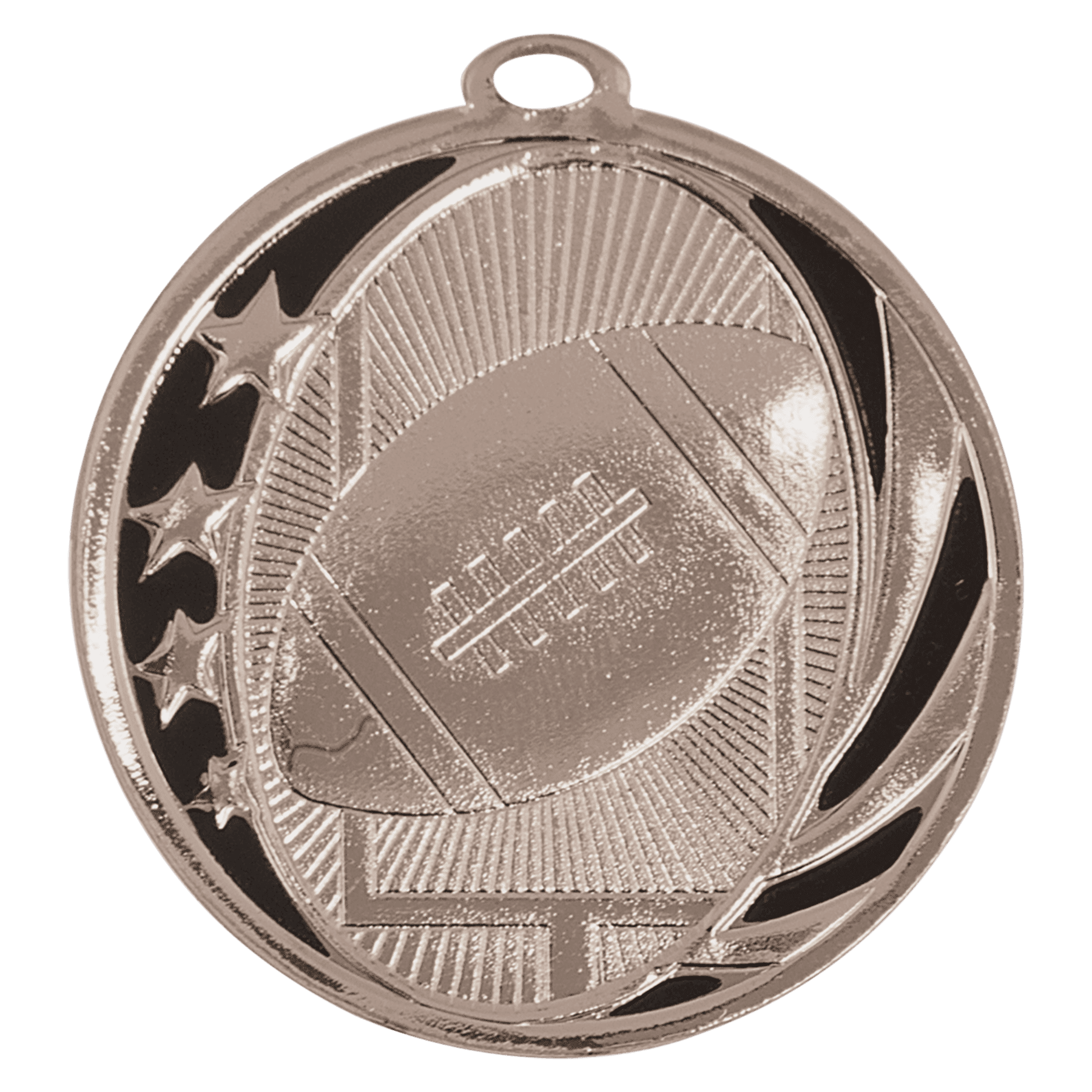 2" Bright Football Laserable MidNite Star Medal