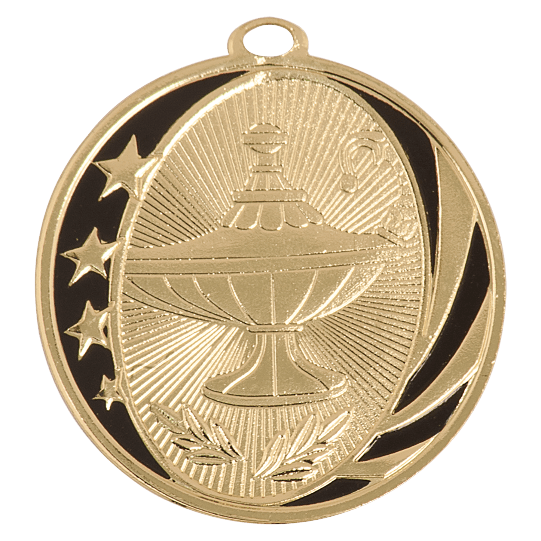2" Bright Lamp of Knowledge Laserable MidNite Star Medal
