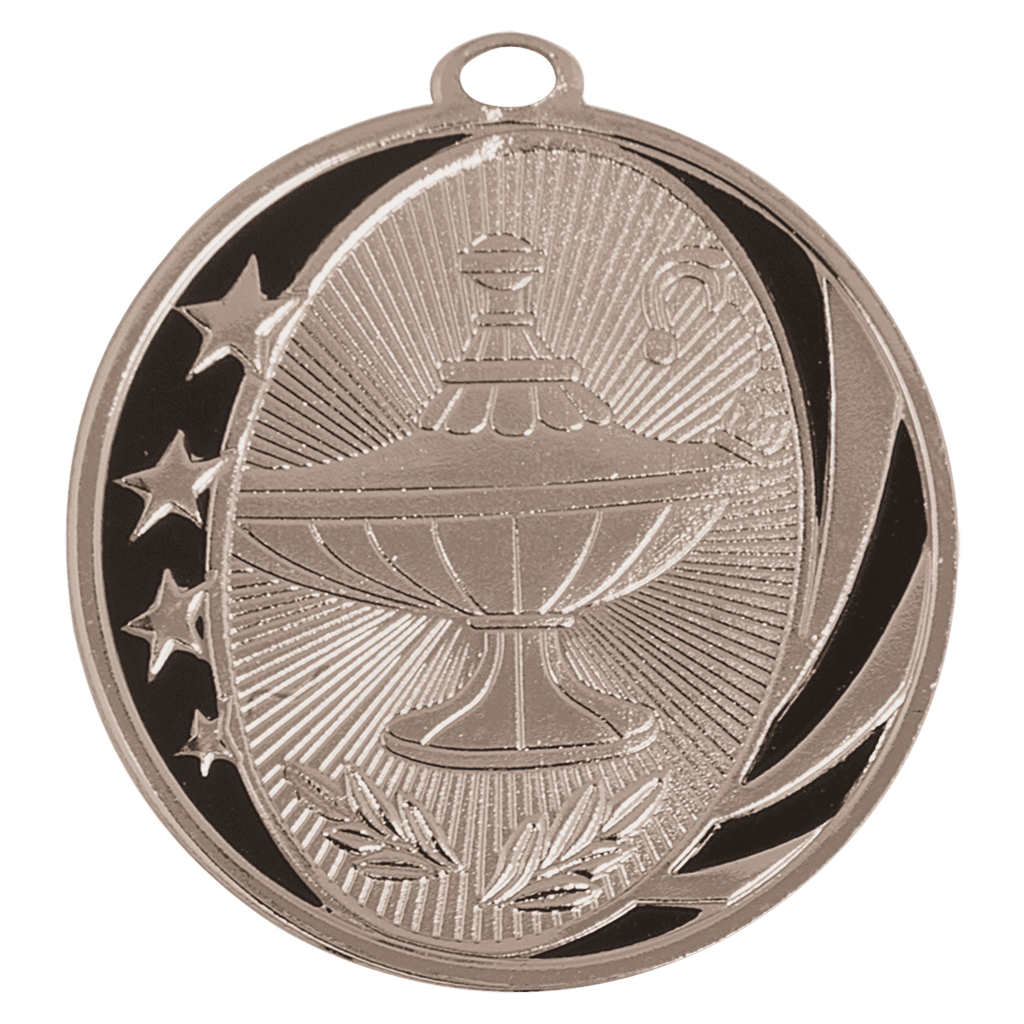 2" Bright Lamp of Knowledge Laserable MidNite Star Medal