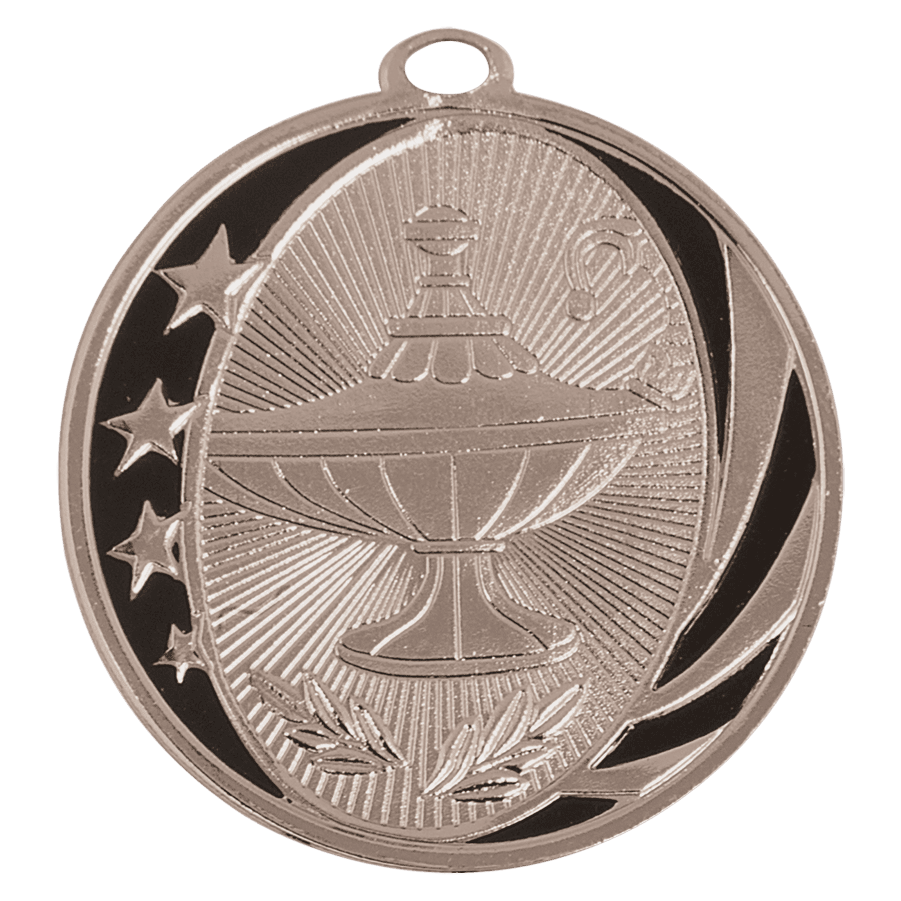 2" Bright Lamp of Knowledge Laserable MidNite Star Medal