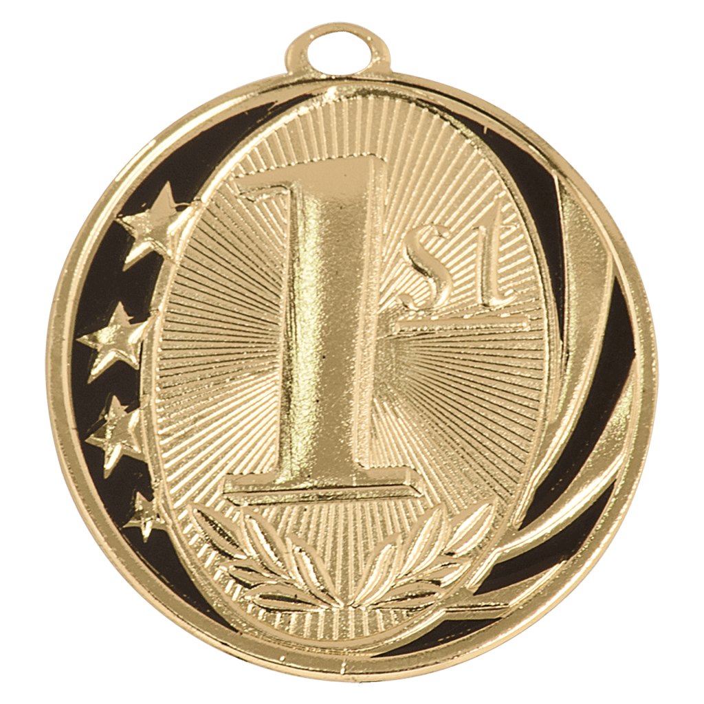2" Bright 1st Place Laserable MidNite Star Medal