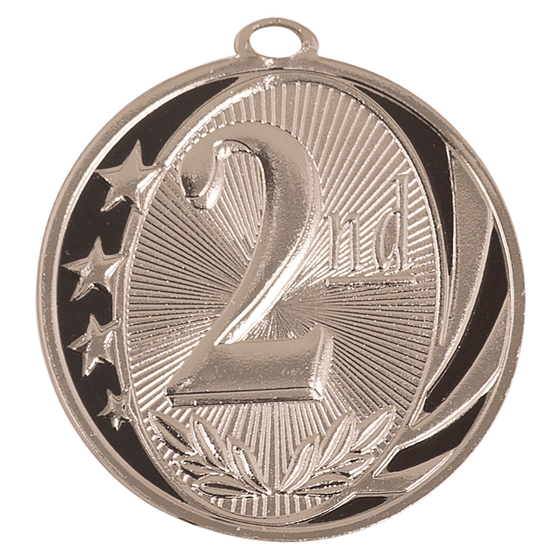 2" Bright 2nd Place Laserable MidNite Star Medal