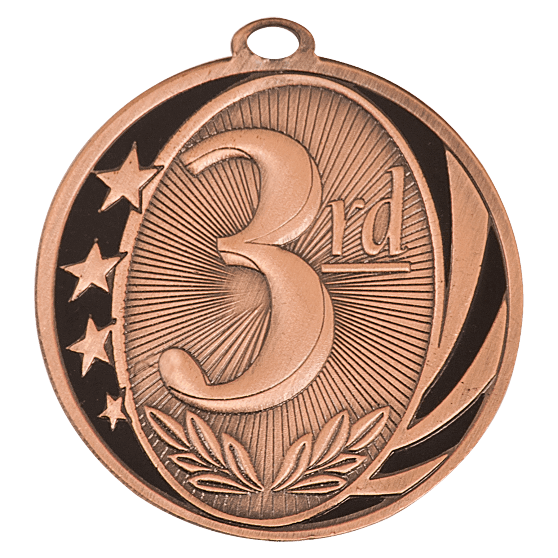 2" Bright 3rd Place Laserable MidNite Star Medal