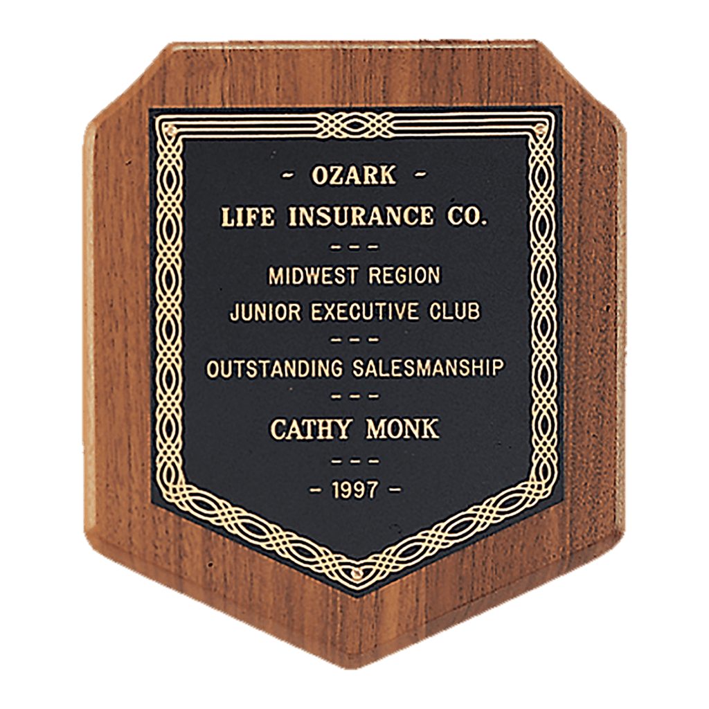 7" x 8" Jewelers Black Laserable Border Plate on an American Walnut Plaque- Sheffield Series