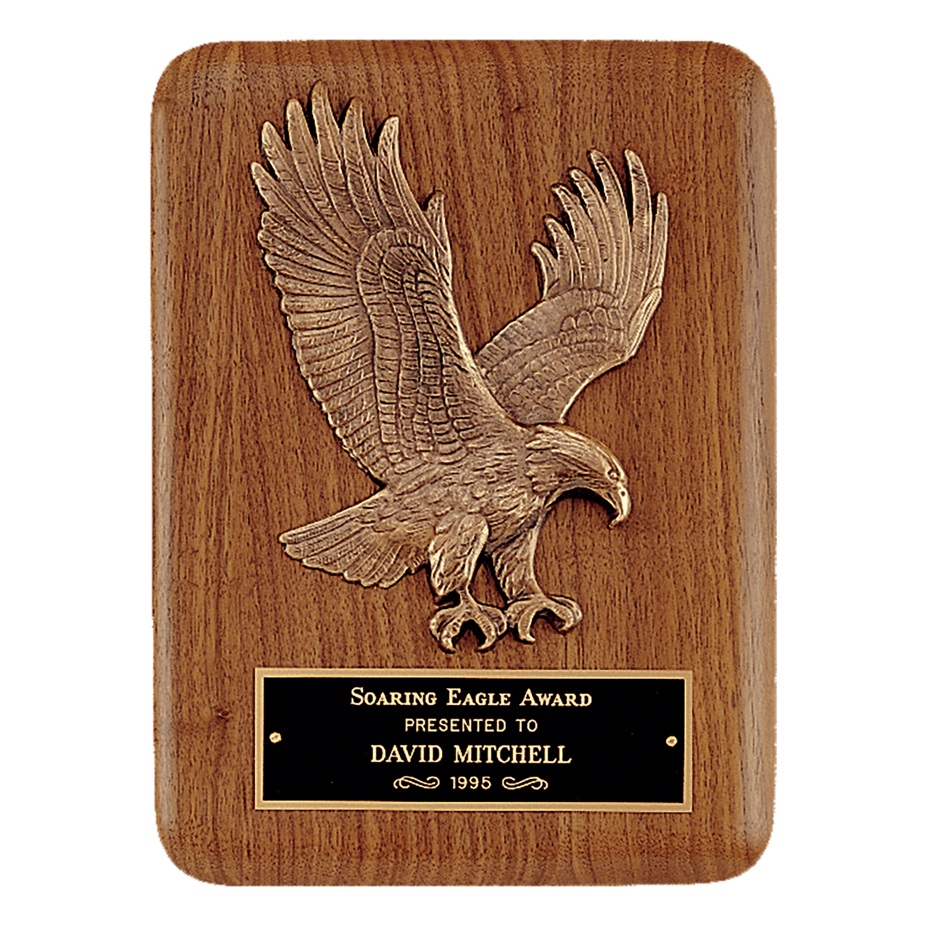 9" x 12" Solid American Walnut Plaque with Finely Detailed Eagle Relief Casting and Laserable Brass Plate