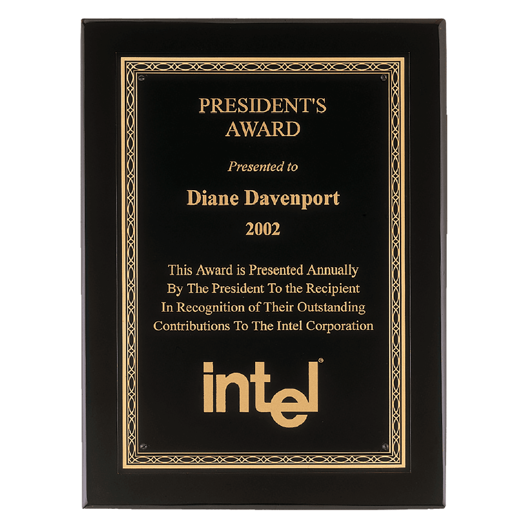 11" x 14" Airflyte Premium Piano Finish Plaque with Gold Florentine Border Laserable Black Brass Plate