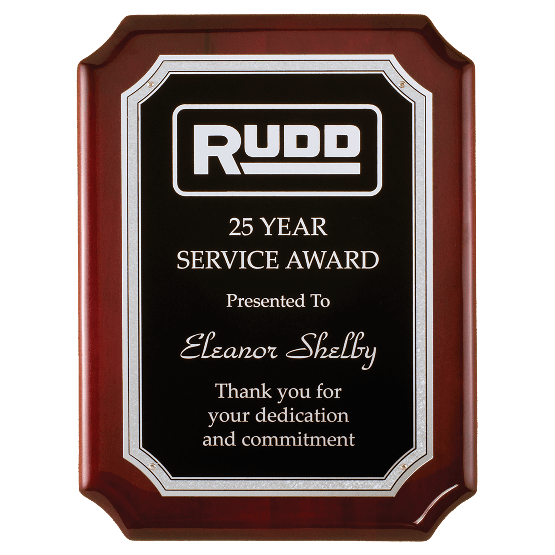 7" x 9" Rosewood High Gloss Plaque with Silver Florentine Border Textured Laserable Aluminum Plate