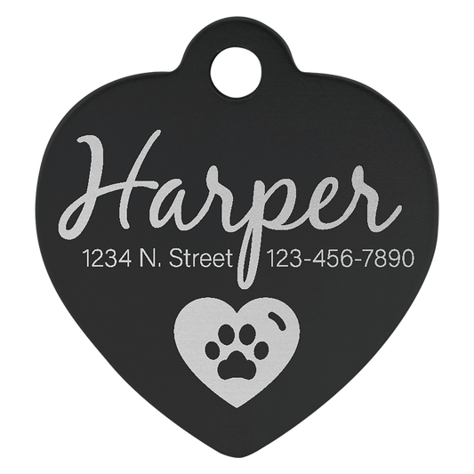 1" x 1" Laserable Anodized Aluminum Heart Pet Tag