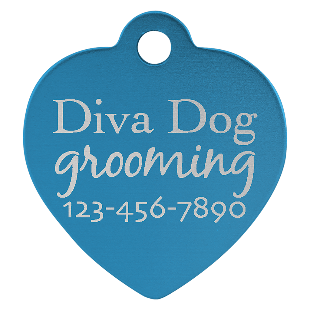 1" x 1" Laserable Anodized Aluminum Heart Pet Tag