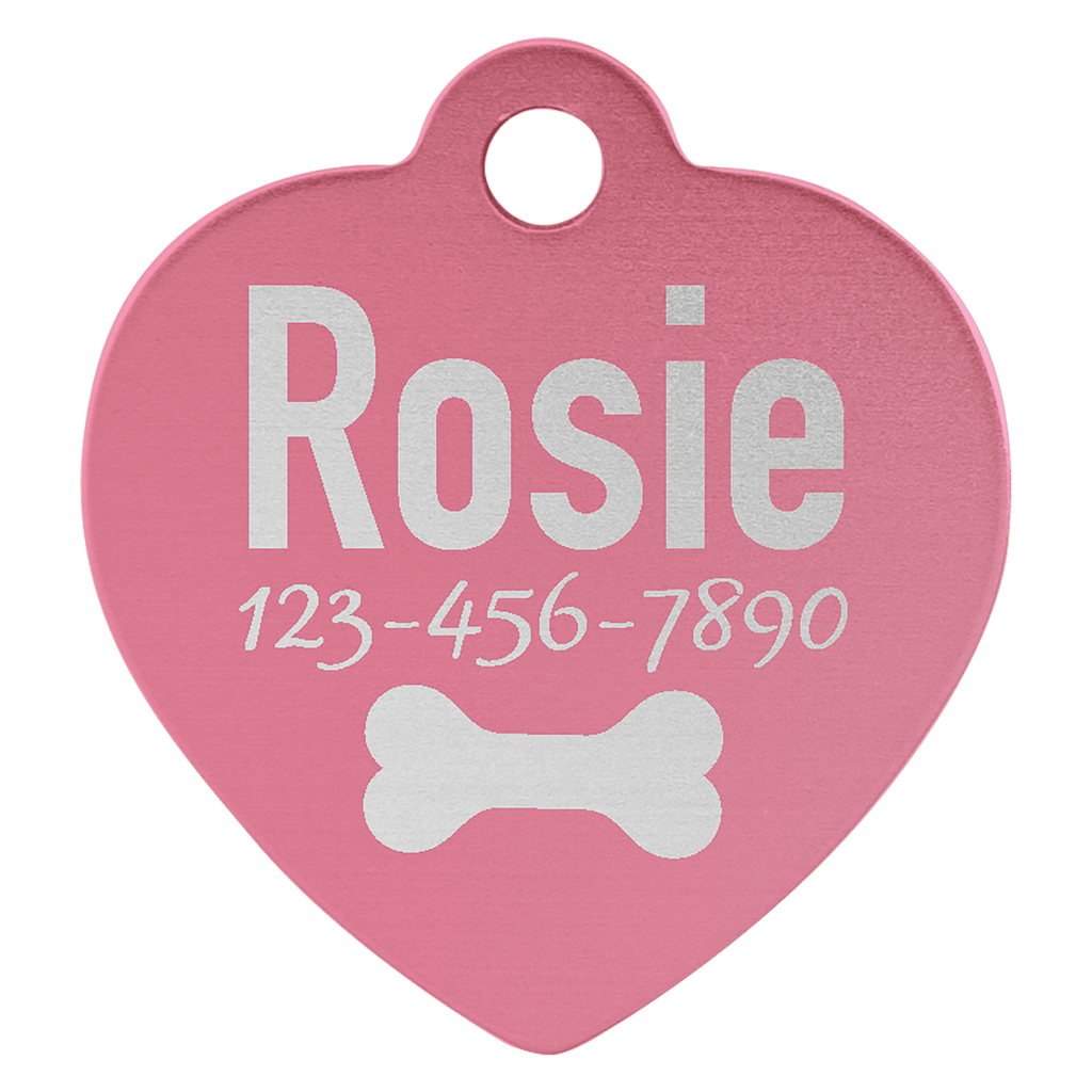 1" x 1" Laserable Anodized Aluminum Heart Pet Tag