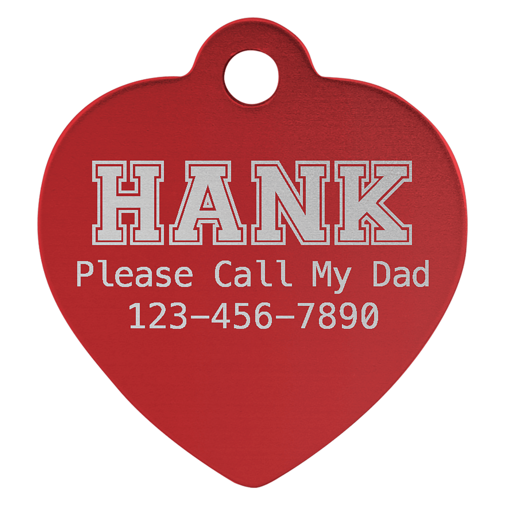 1" x 1" Laserable Anodized Aluminum Heart Pet Tag