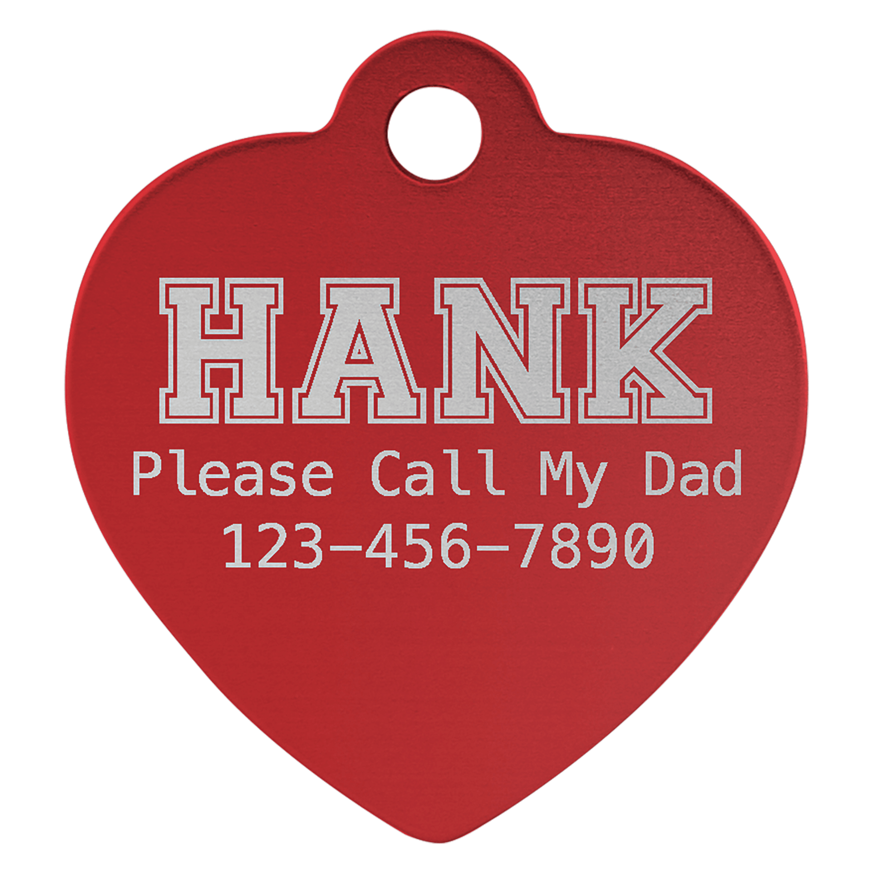 1" x 1" Laserable Anodized Aluminum Heart Pet Tag