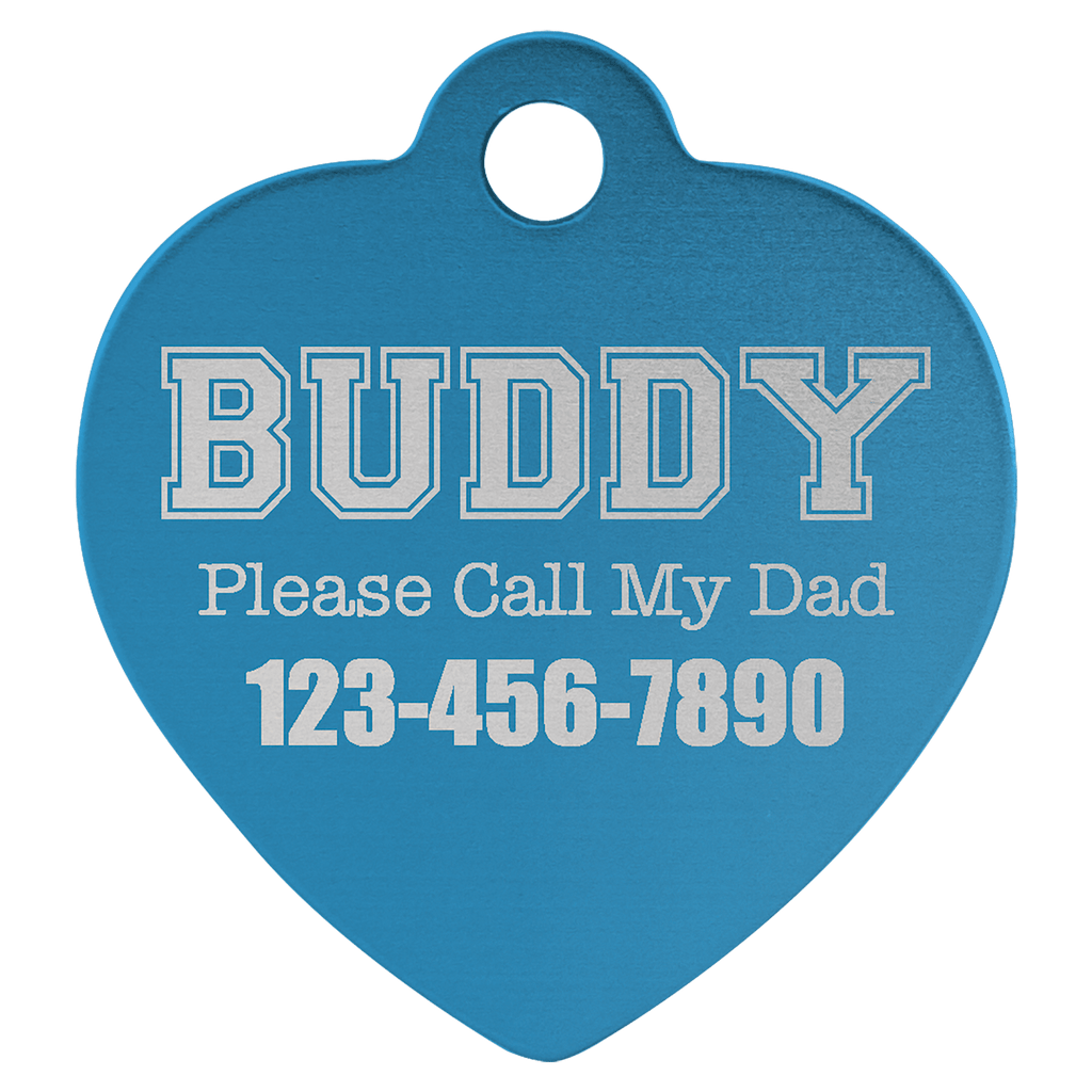 1 1/4" x 1 1/4" Laserable Anodized Aluminum Heart Pet Tag