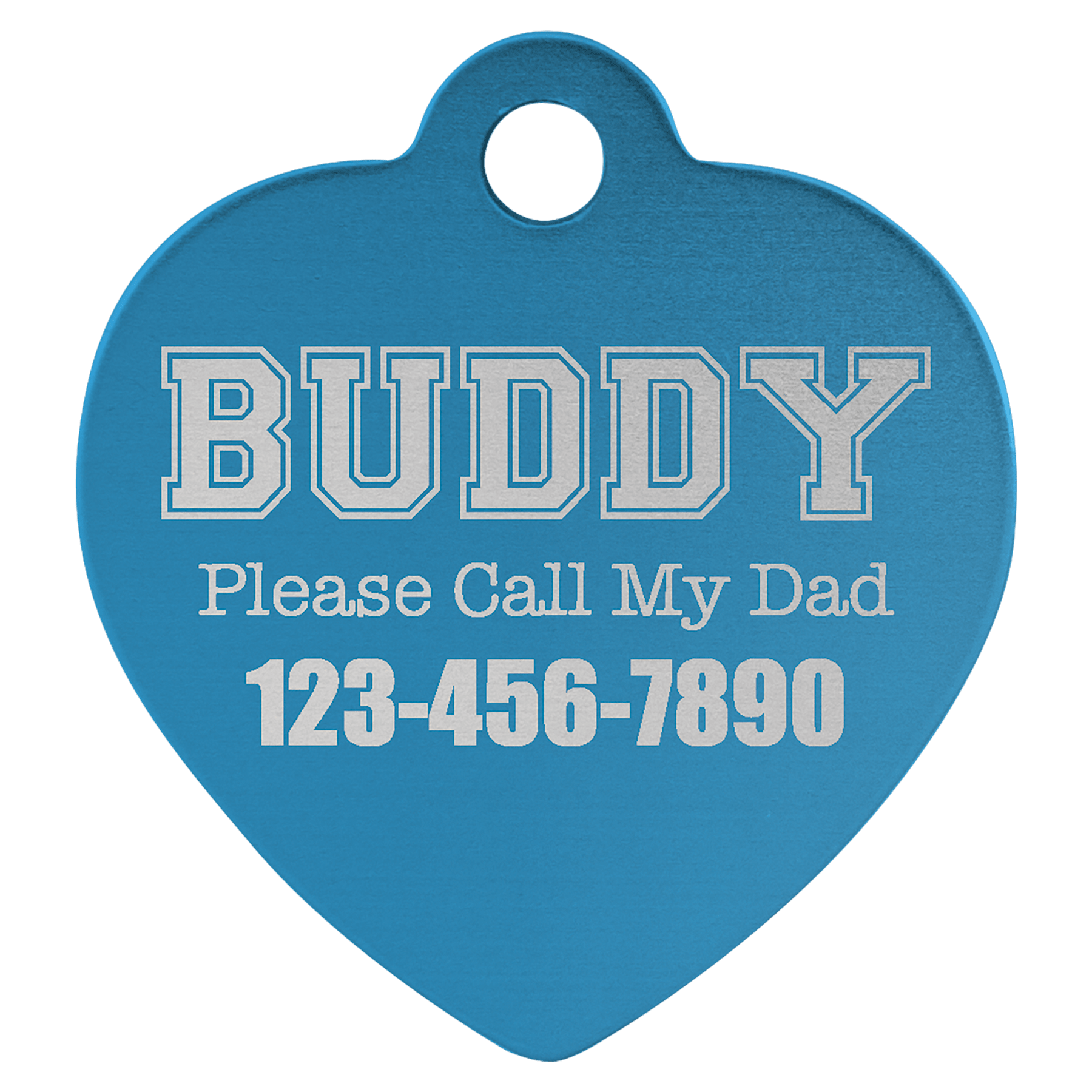 1 1/4" x 1 1/4" Laserable Anodized Aluminum Heart Pet Tag