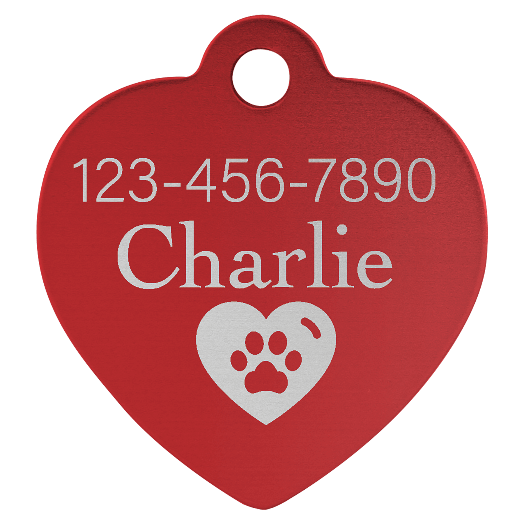 1 1/4" x 1 1/4" Laserable Anodized Aluminum Heart Pet Tag