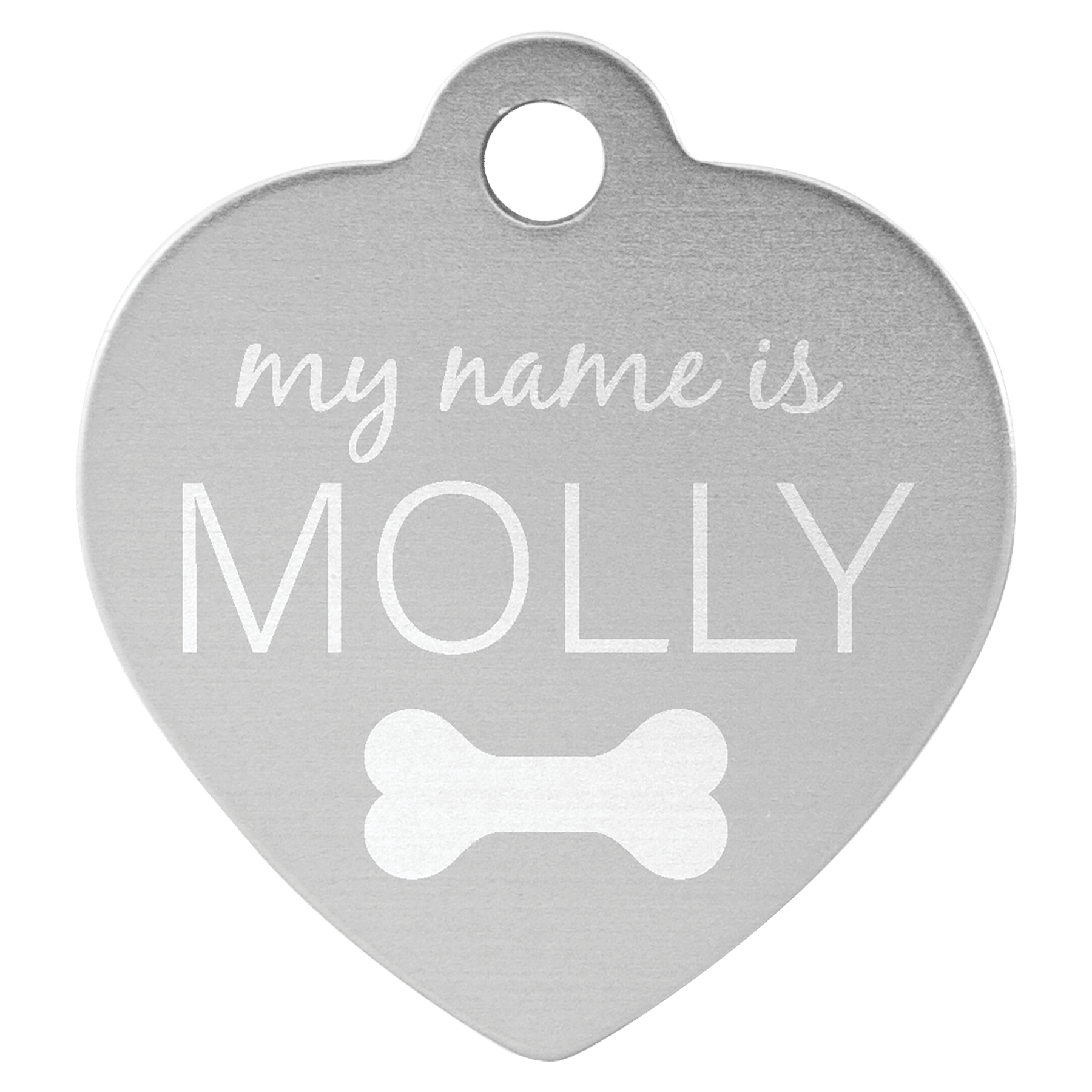 1 1/4" x 1 1/4" Laserable Anodized Aluminum Heart Pet Tag