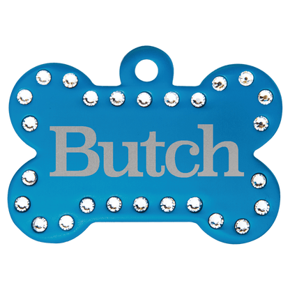 1 1/2" x 1" Laserable Anodized Aluminum Swarovski Bling Bone with Tab