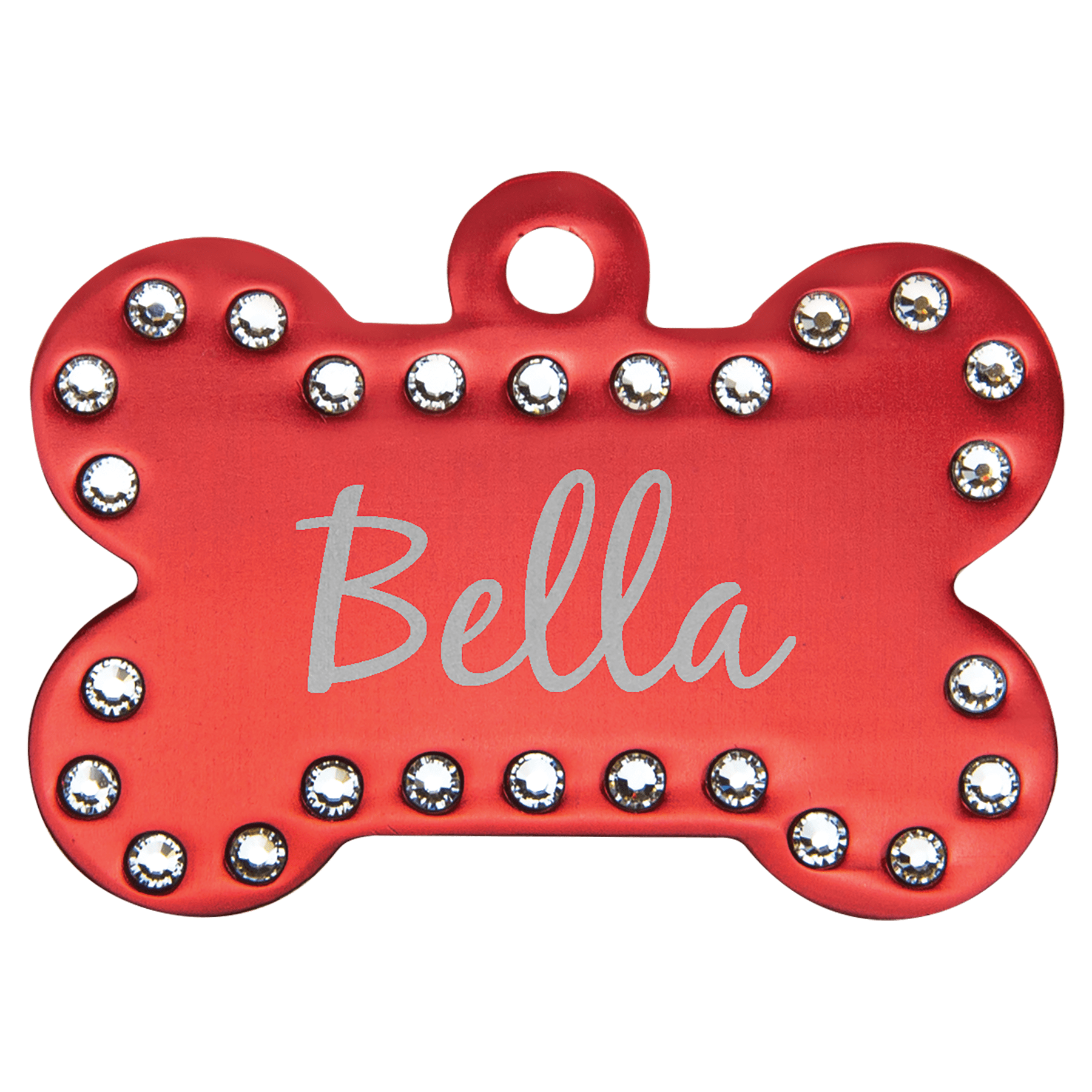 1 1/2" x 1" Laserable Anodized Aluminum Swarovski Bling Bone with Tab