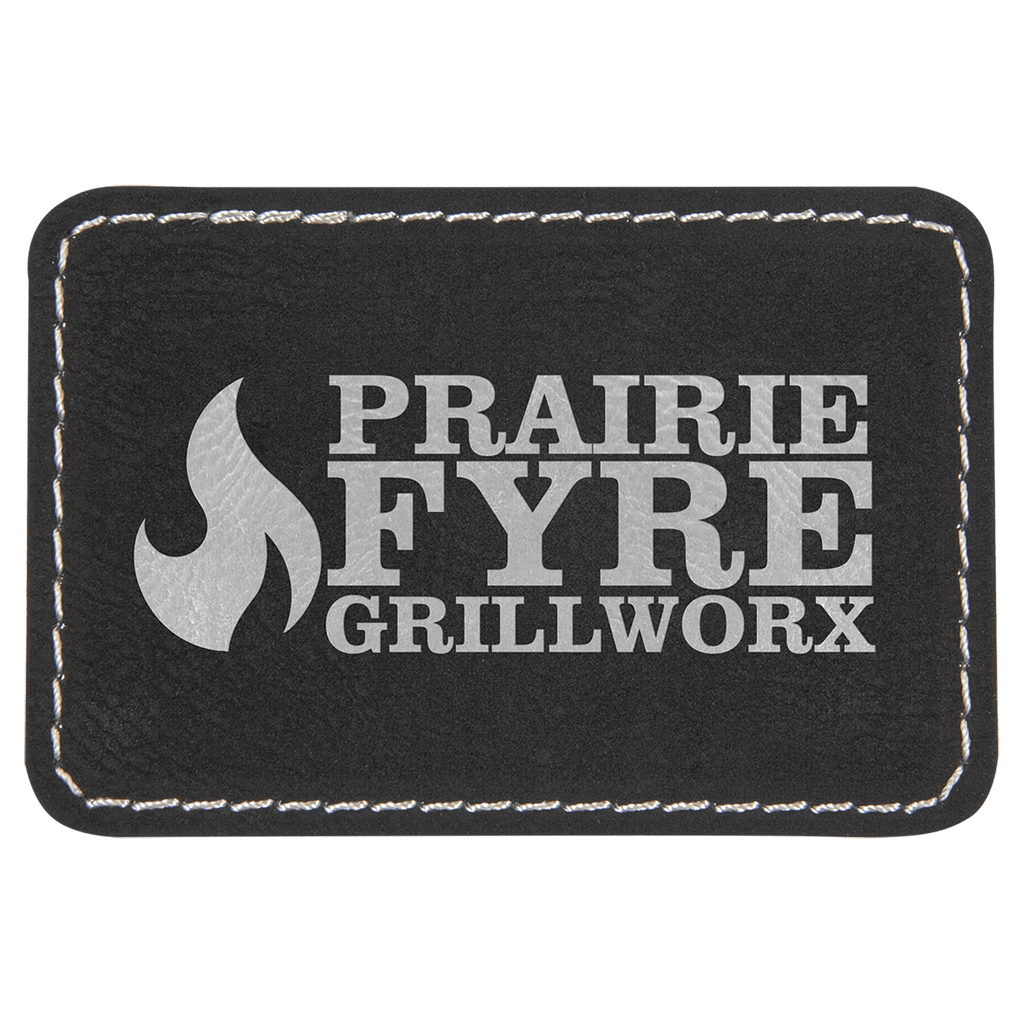 3" x 2" Rectangle/Silver Laserable Leatherette Patch with Adhesive