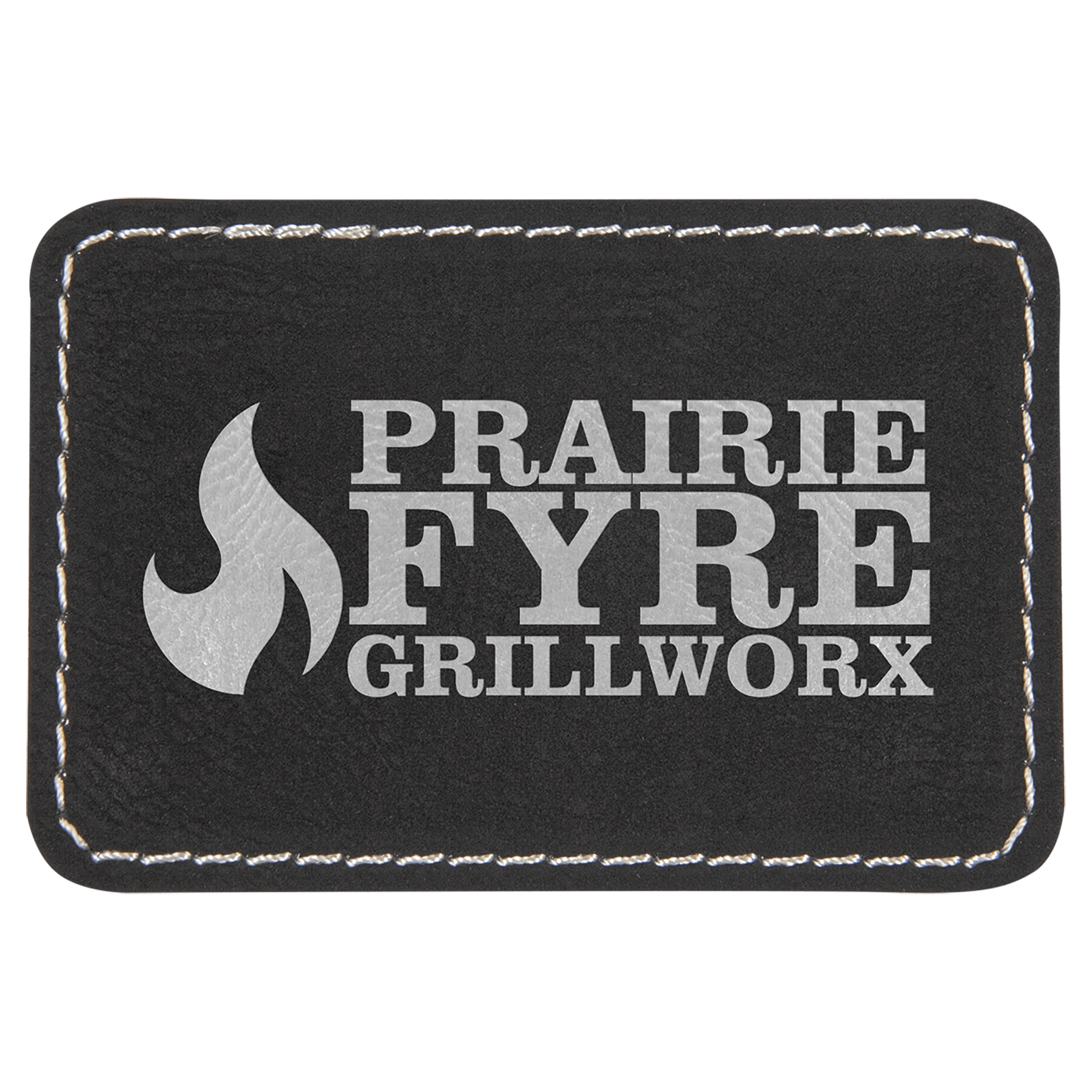 3" x 2" Rectangle/Silver Laserable Leatherette Patch with Adhesive
