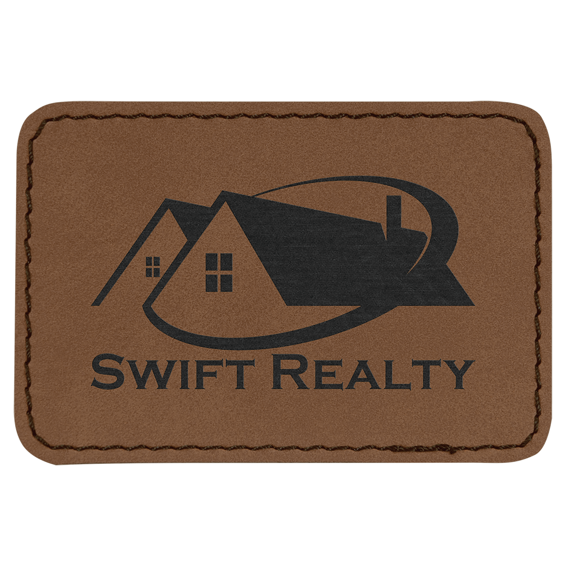 3" x 2" Rectangle Dark Laserable Leatherette Patch with Adhesive