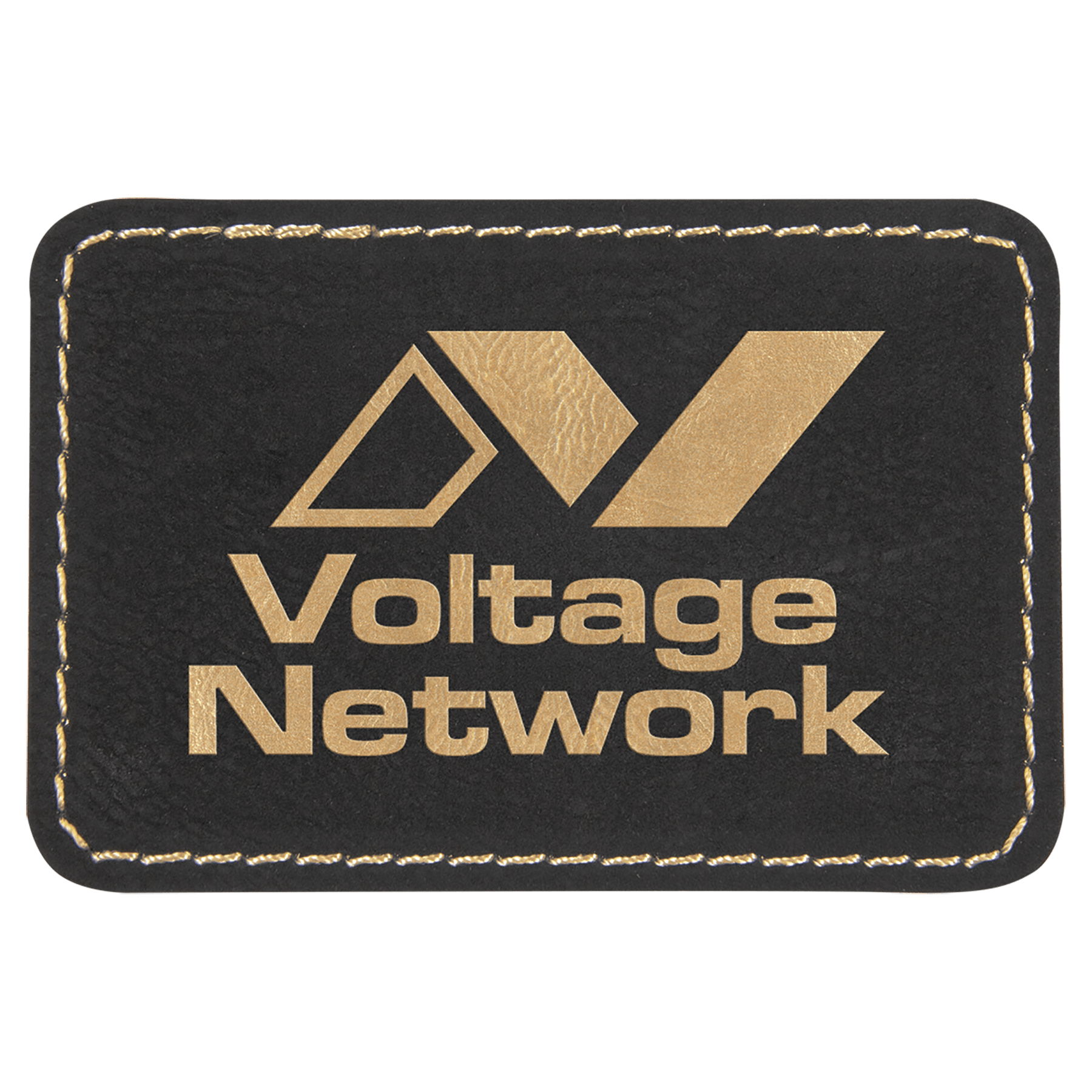 3" x 2" Rectangle/Gold Laserable Leatherette Patch with Adhesive