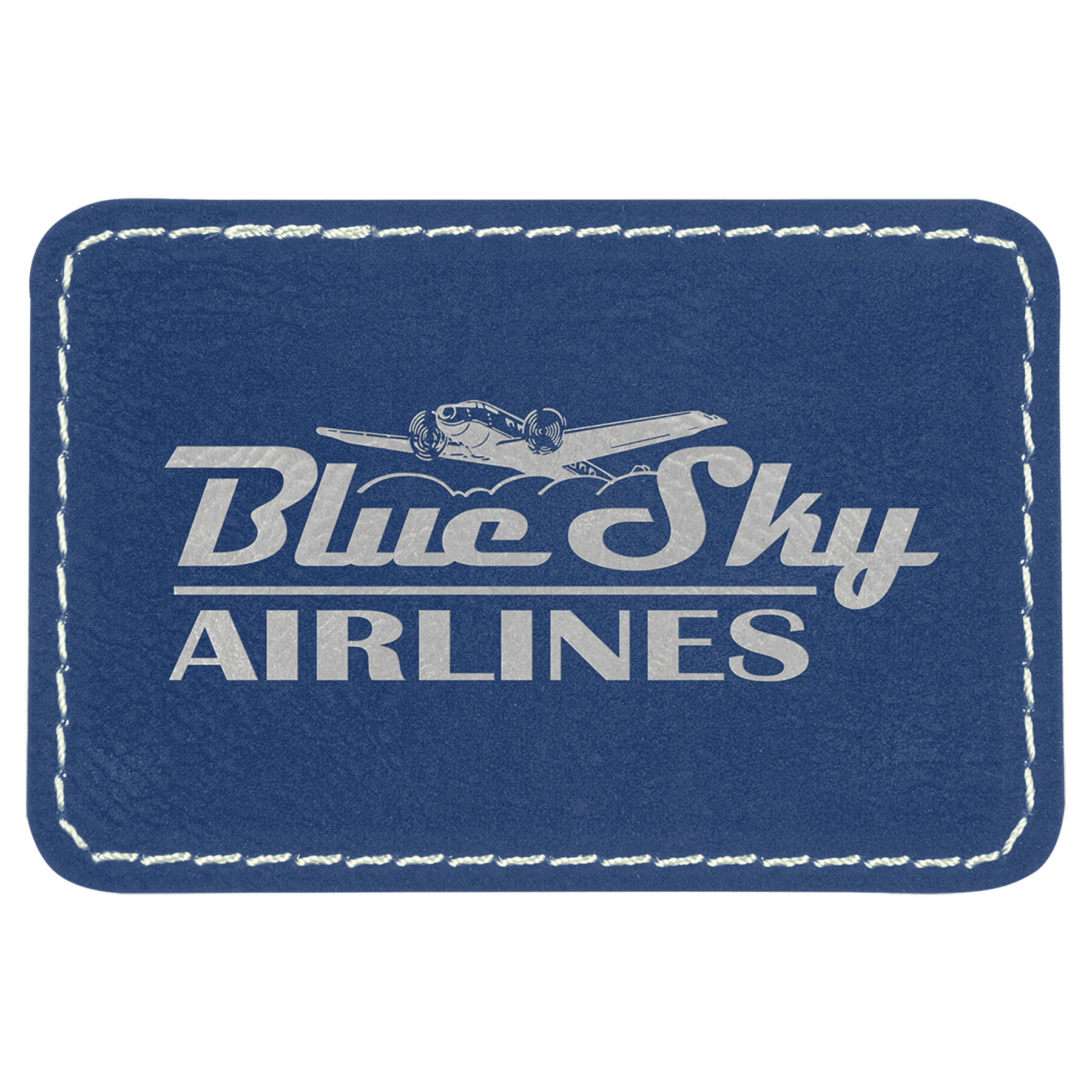 3" x 2" Rectangle/Silver Laserable Leatherette Patch with Adhesive
