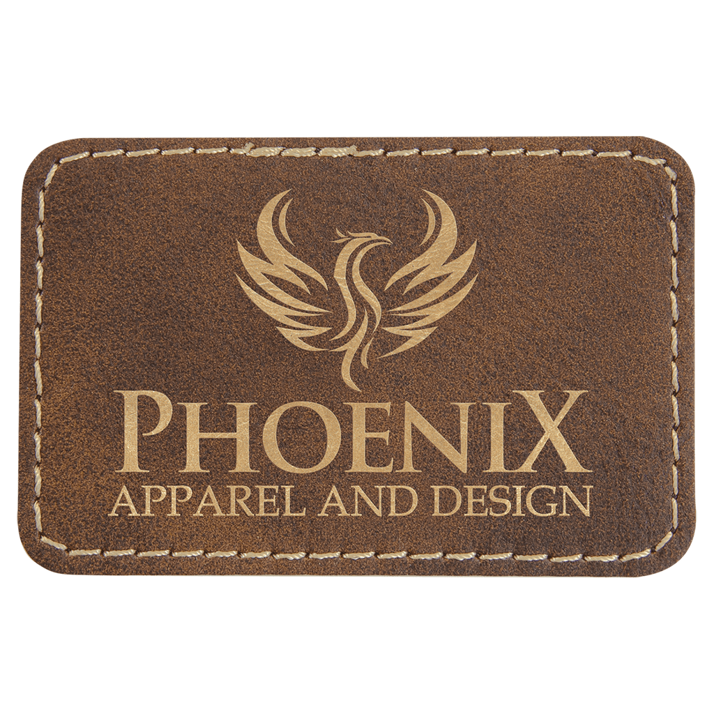 3" x 2" Rectangle Rustic/Gold Laserable Leatherette Patch with Adhesive