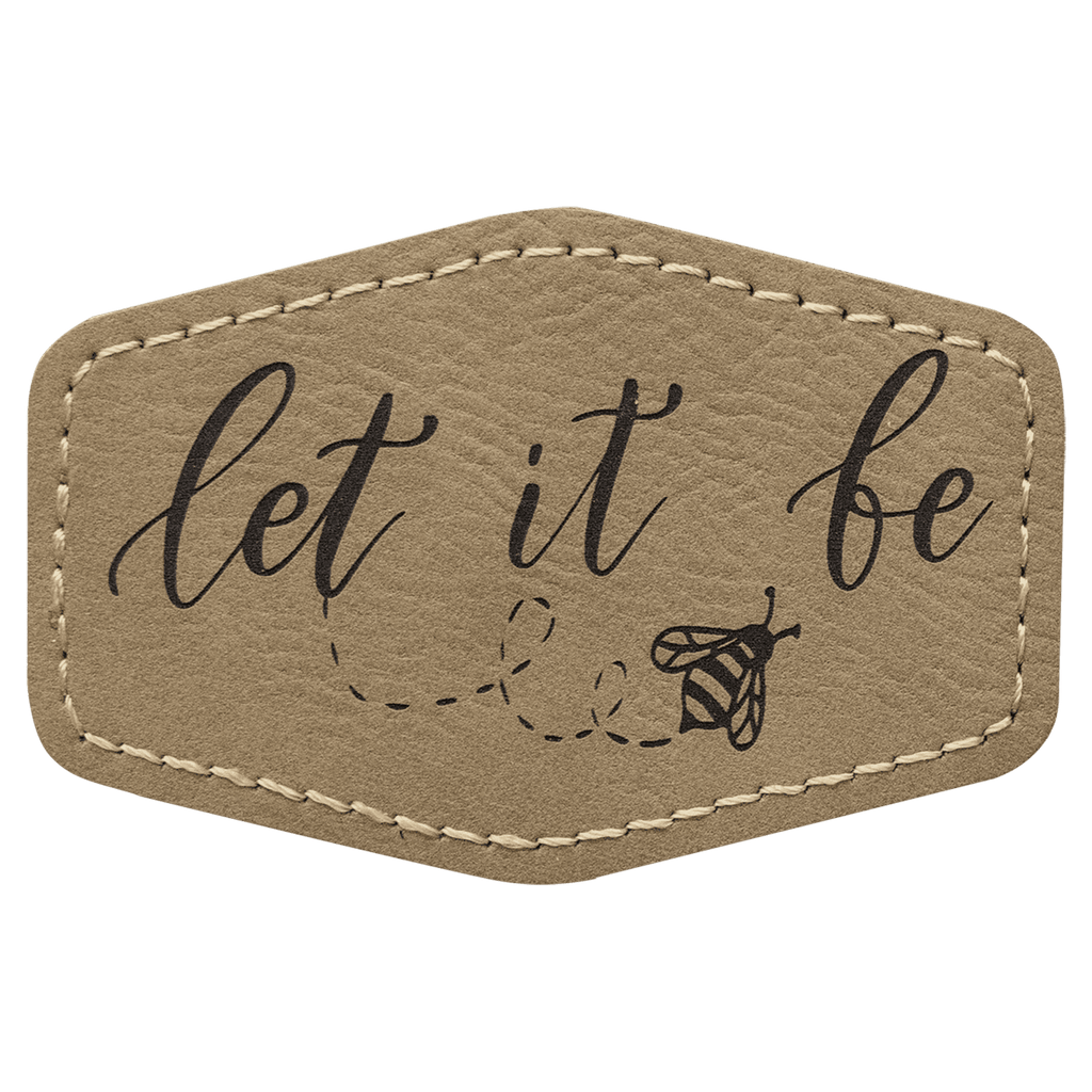 3" x 2" Hex Light Laserable Leatherette Patch with Adhesive