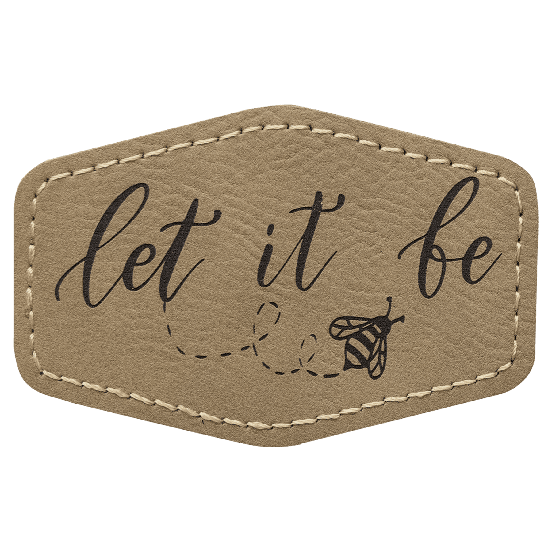 3" x 2" Hex Light Laserable Leatherette Patch with Adhesive