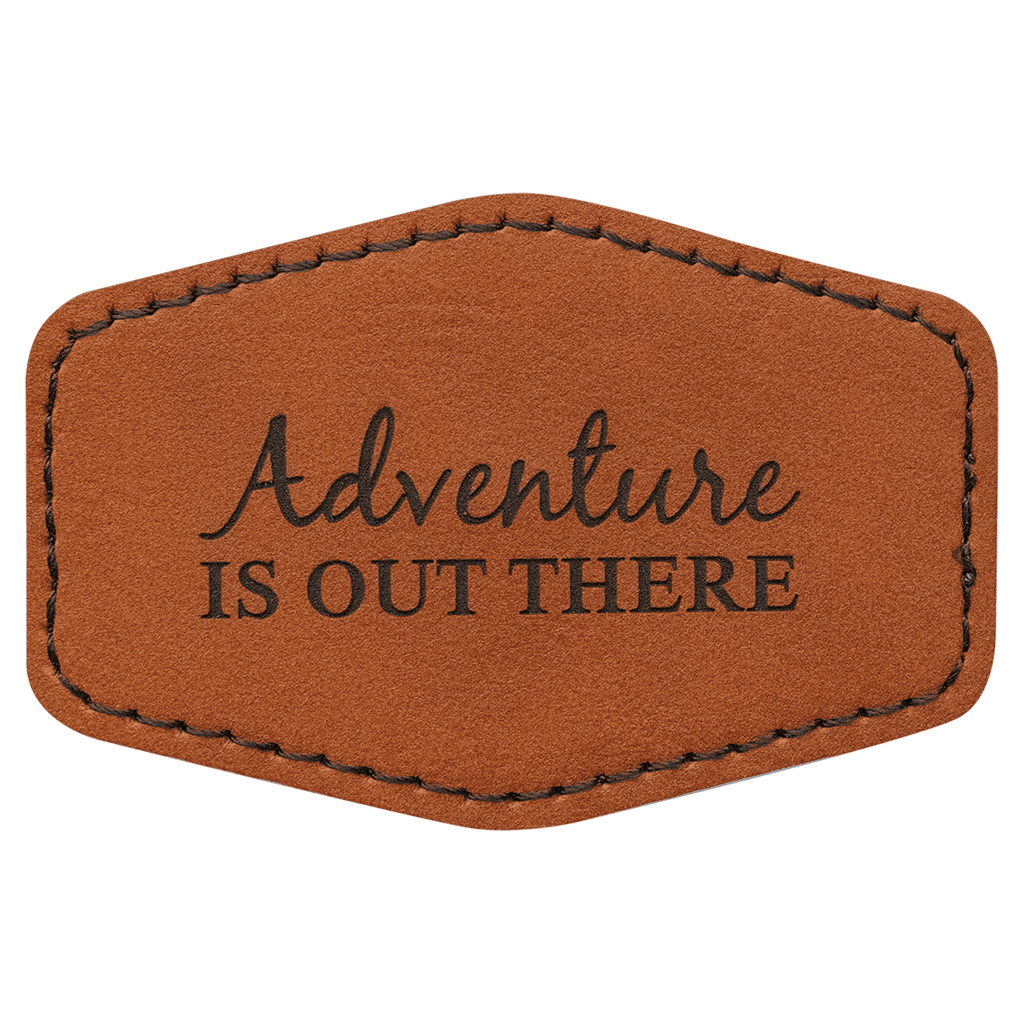 3" x 2" Hex Rawhide Laserable Leatherette Patch with Adhesive
