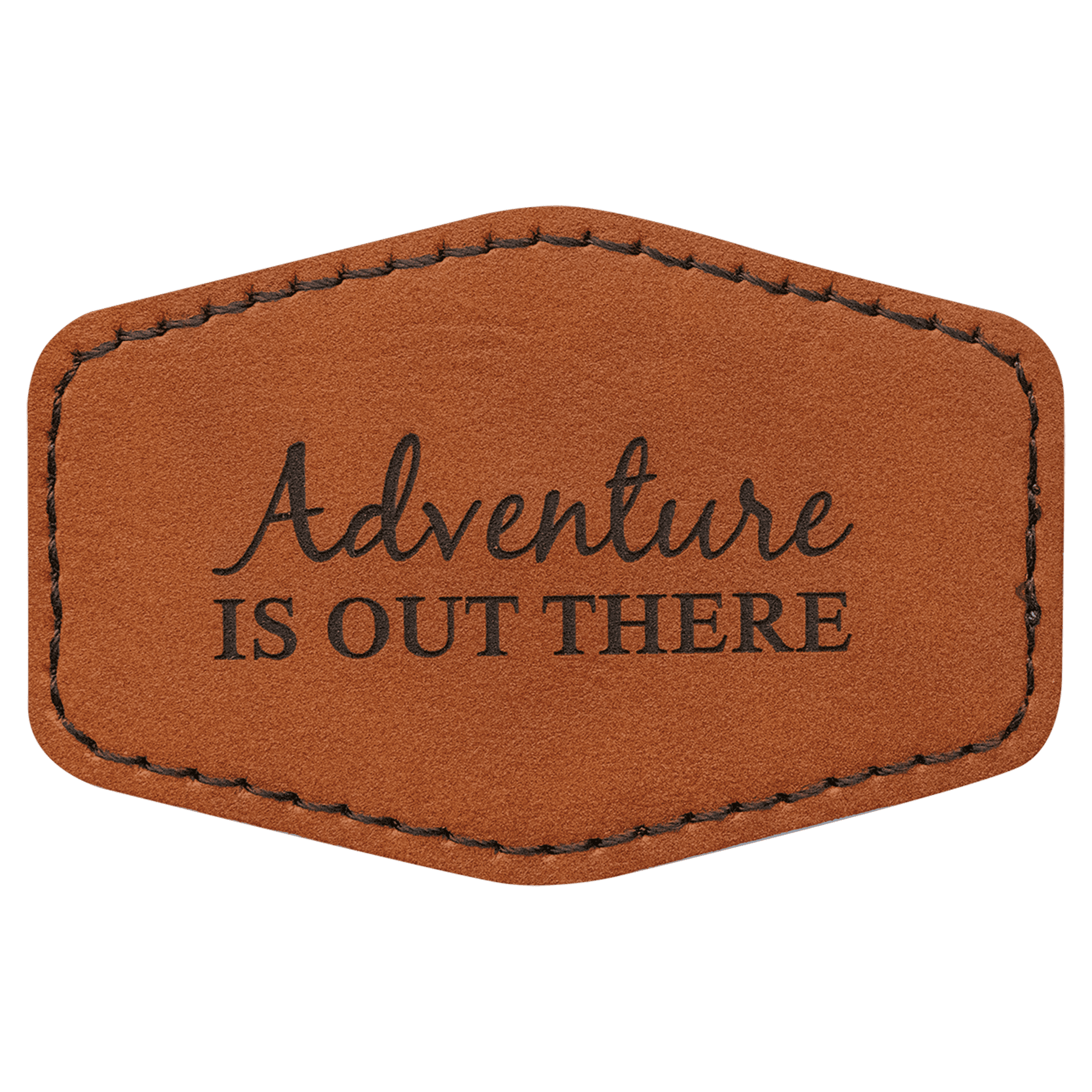 3" x 2" Hex Rawhide Laserable Leatherette Patch with Adhesive