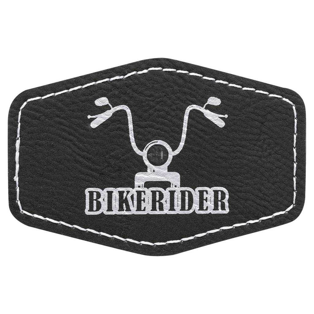3" x 2" Hex/Silver Laserable Leatherette Patch with Adhesive