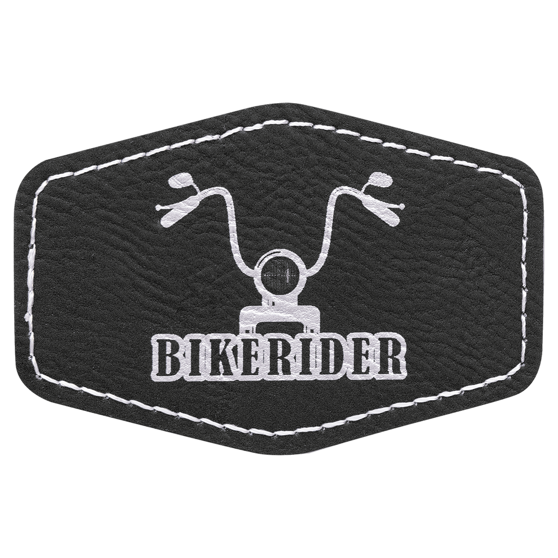 3" x 2" Hex/Silver Laserable Leatherette Patch with Adhesive