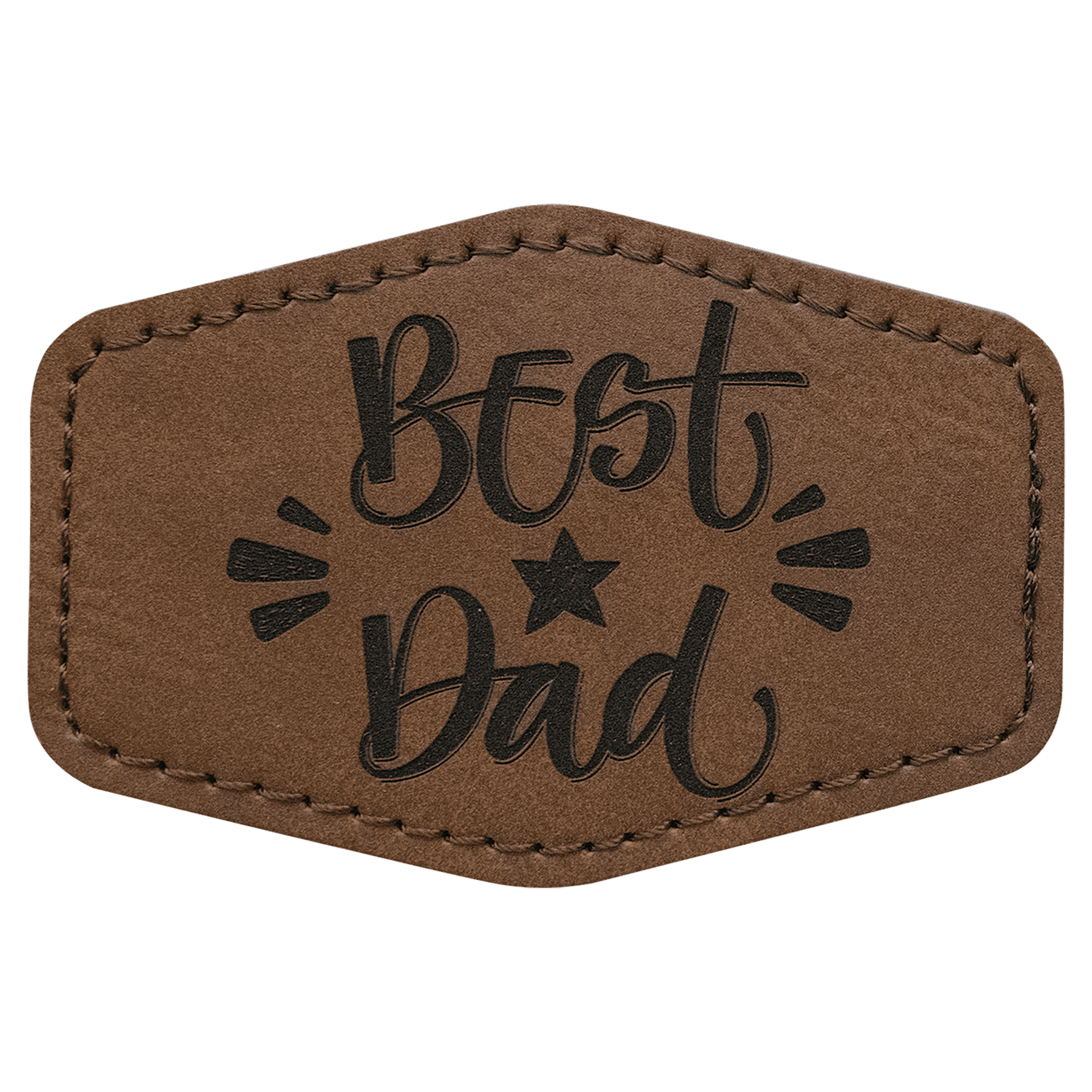 3" x 2" Hex Dark Laserable Leatherette Patch with Adhesive