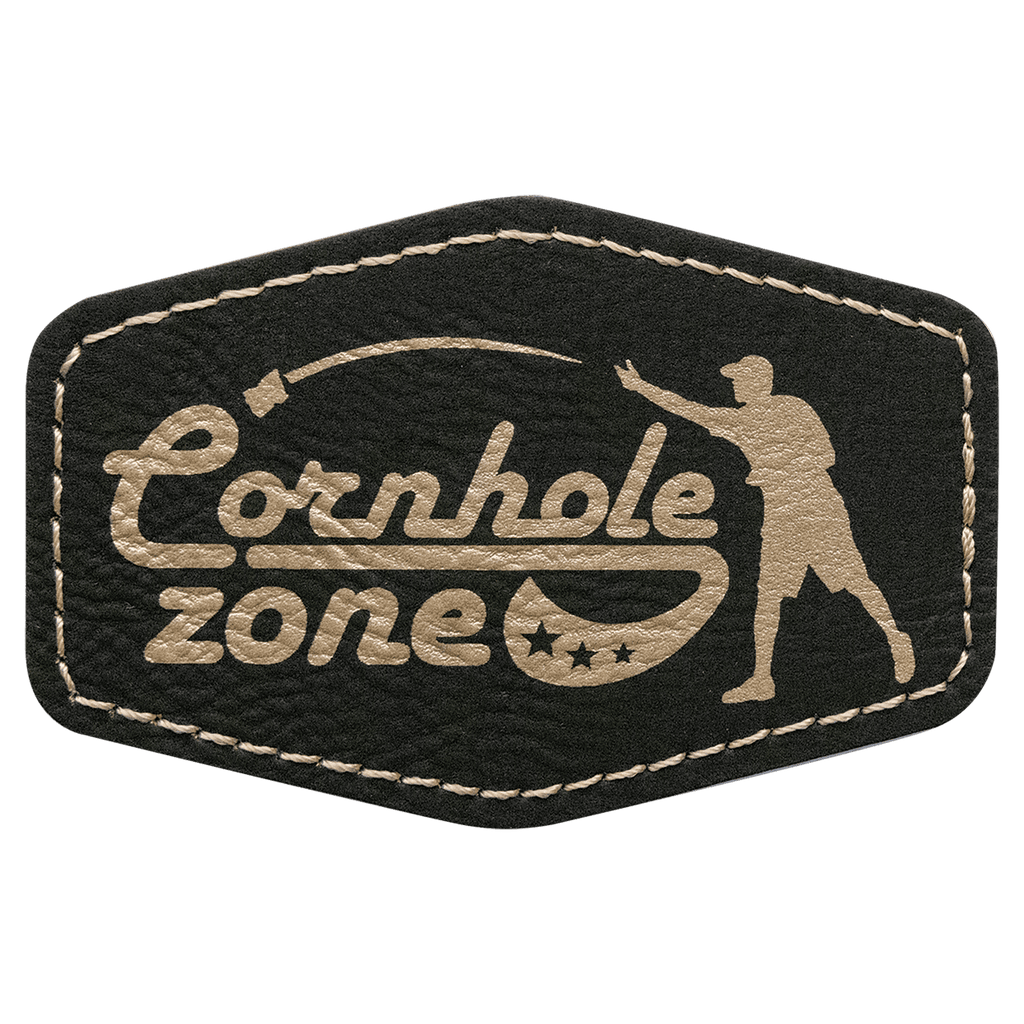 3" x 2" Hex/Gold Laserable Leatherette Patch with Adhesive