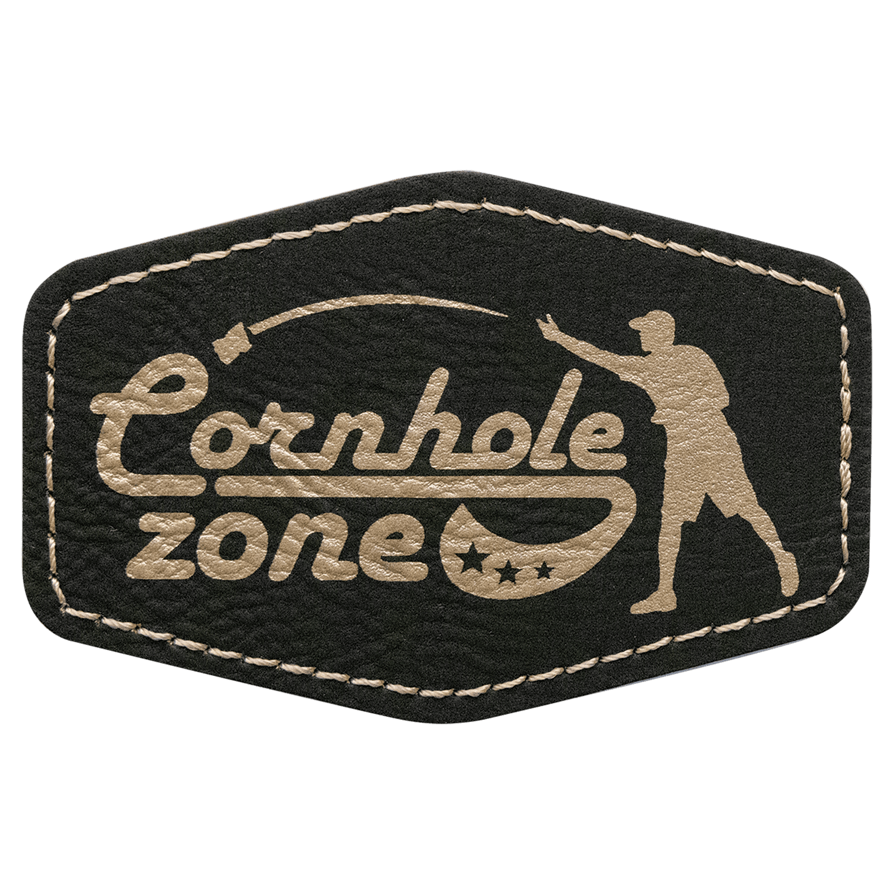 3" x 2" Hex/Gold Laserable Leatherette Patch with Adhesive