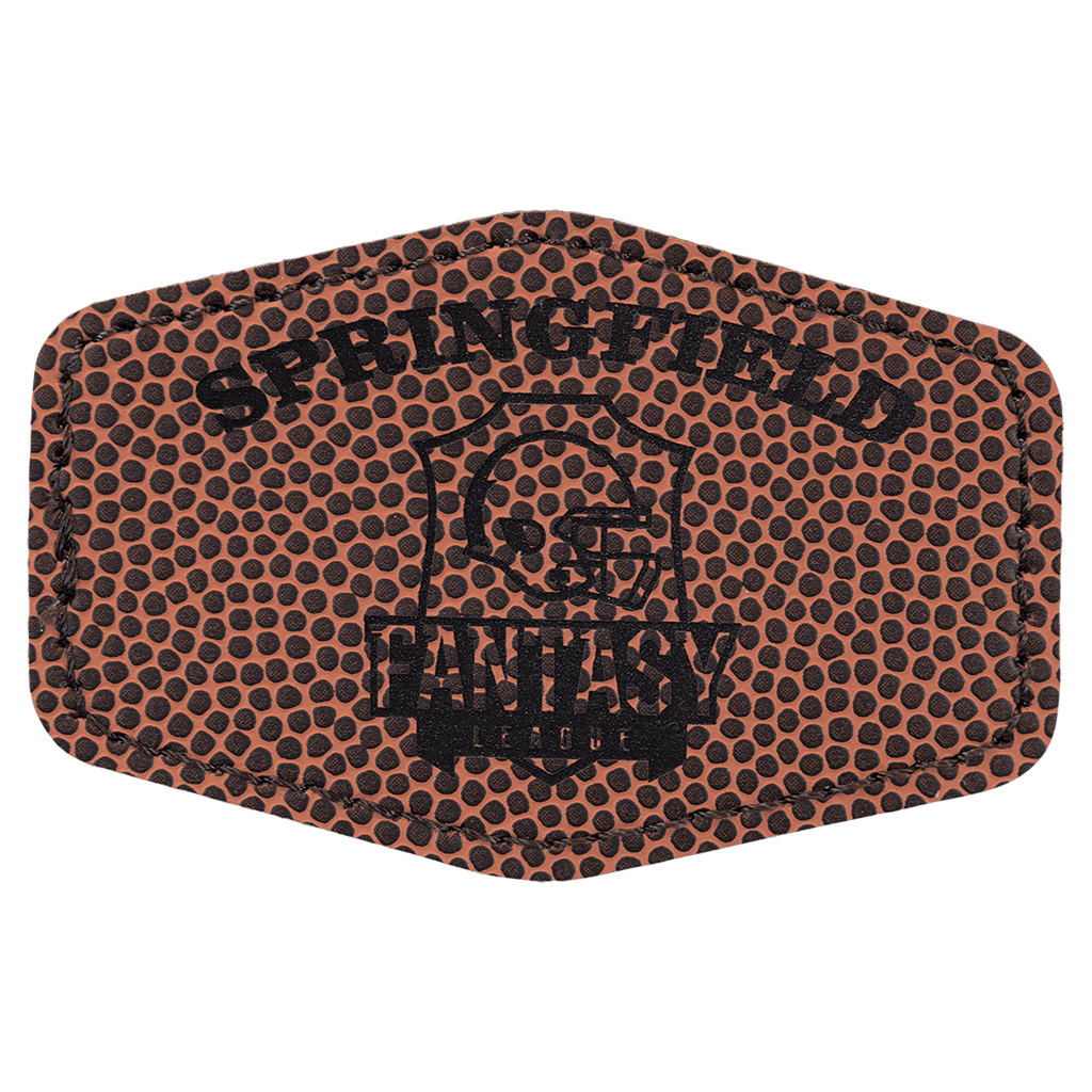 3" x 2" Hex Football Laserable Leatherette Patch with Adhesive