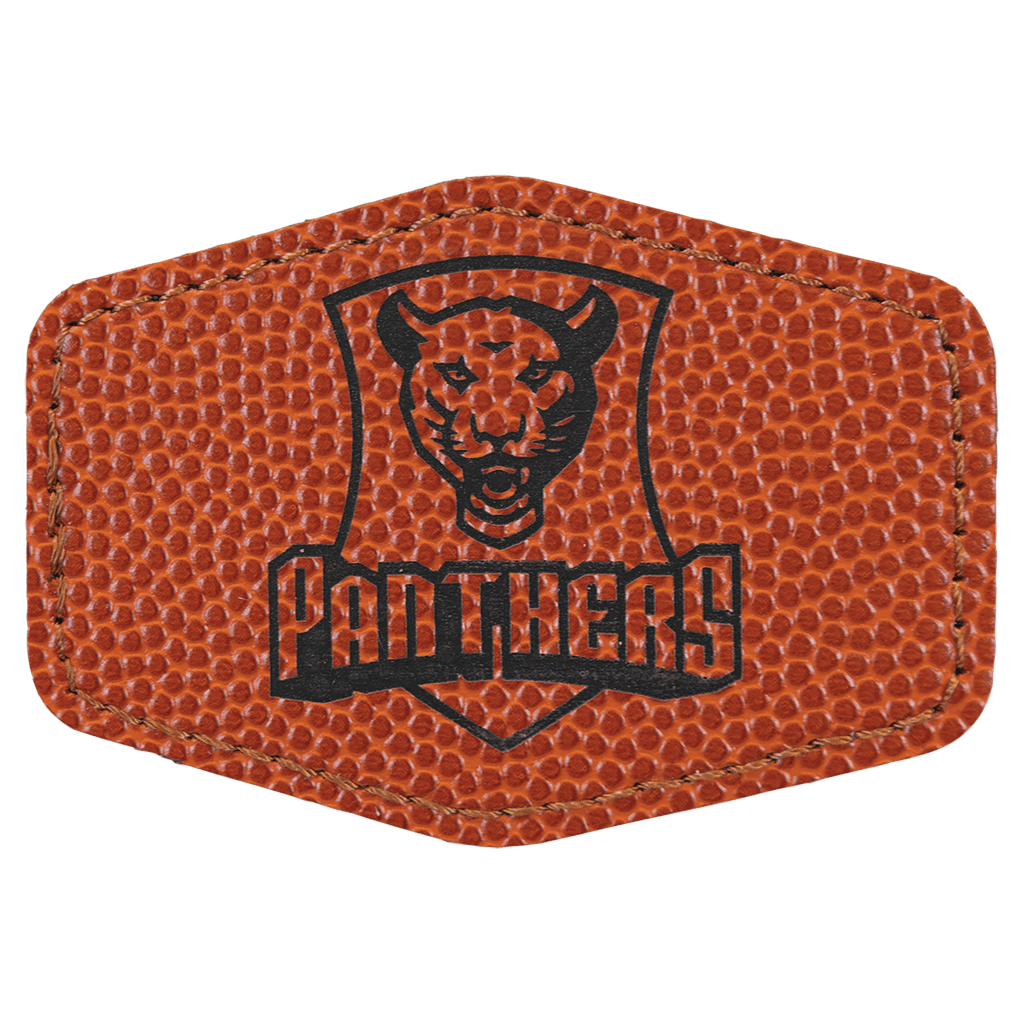 3" x 2" Hex Basketball Laserable Leatherette Patch with Adhesive