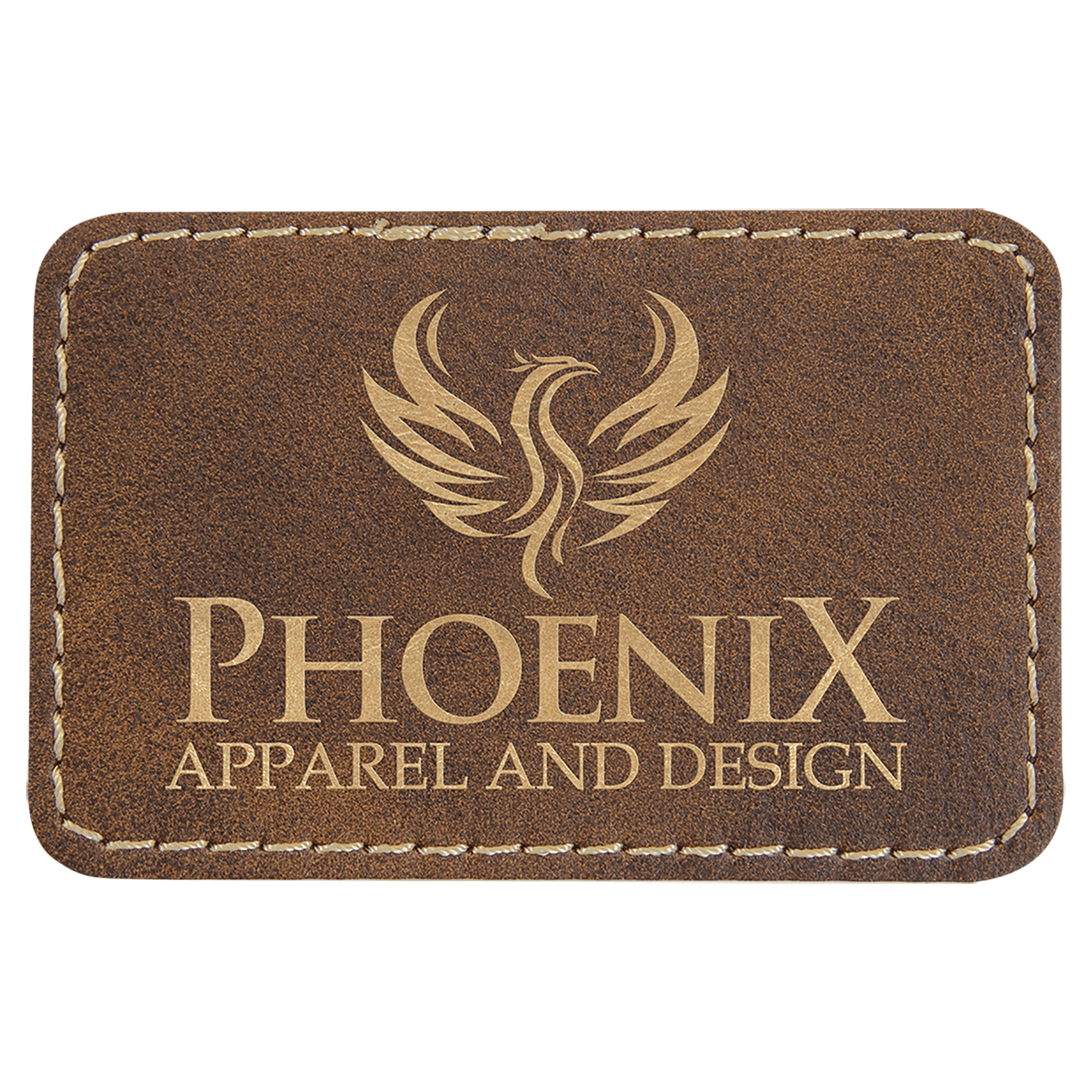 3" x 2" Rectangle Rustic/Gold Laserable Leatherette Patch with Kota Pro Adhesive