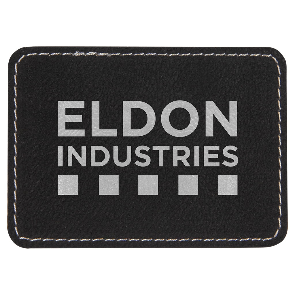 3 1/2" x 2 1/2" Rectangle/Silver Laserable Leatherette Patch with Adhesive