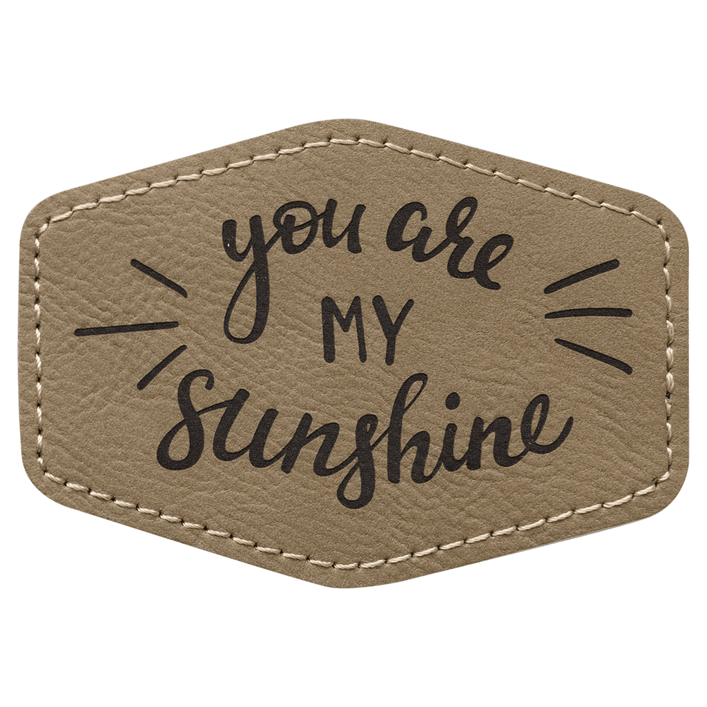 3 1/2" x 2 1/2" Hex Light Laserable Leatherette Patch with Adhesive