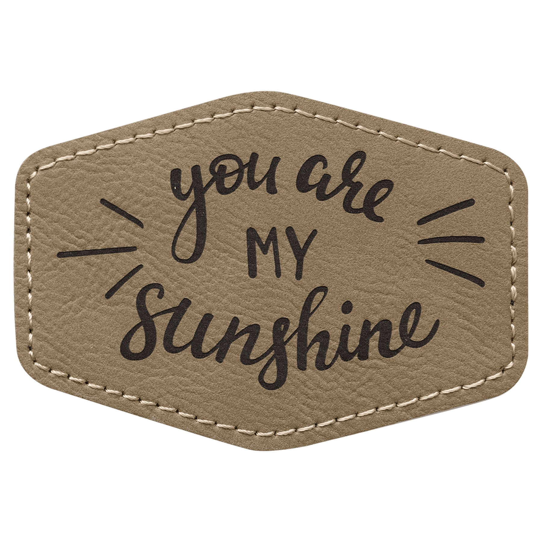 3 1/2" x 2 1/2" Hex Light Laserable Leatherette Patch with Adhesive